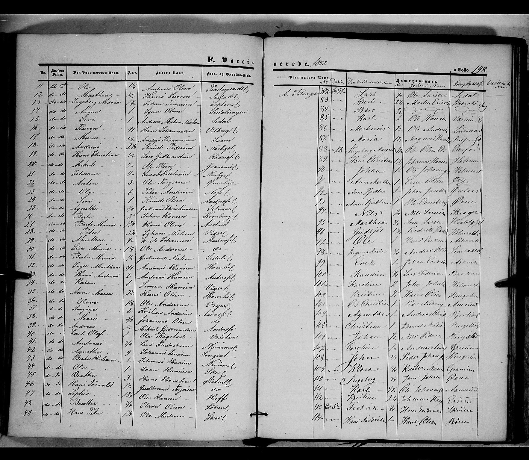 Land prestekontor, AV/SAH-PREST-120/H/Ha/Haa/L0009: Parish register (official) no. 9, 1847-1859, p. 198