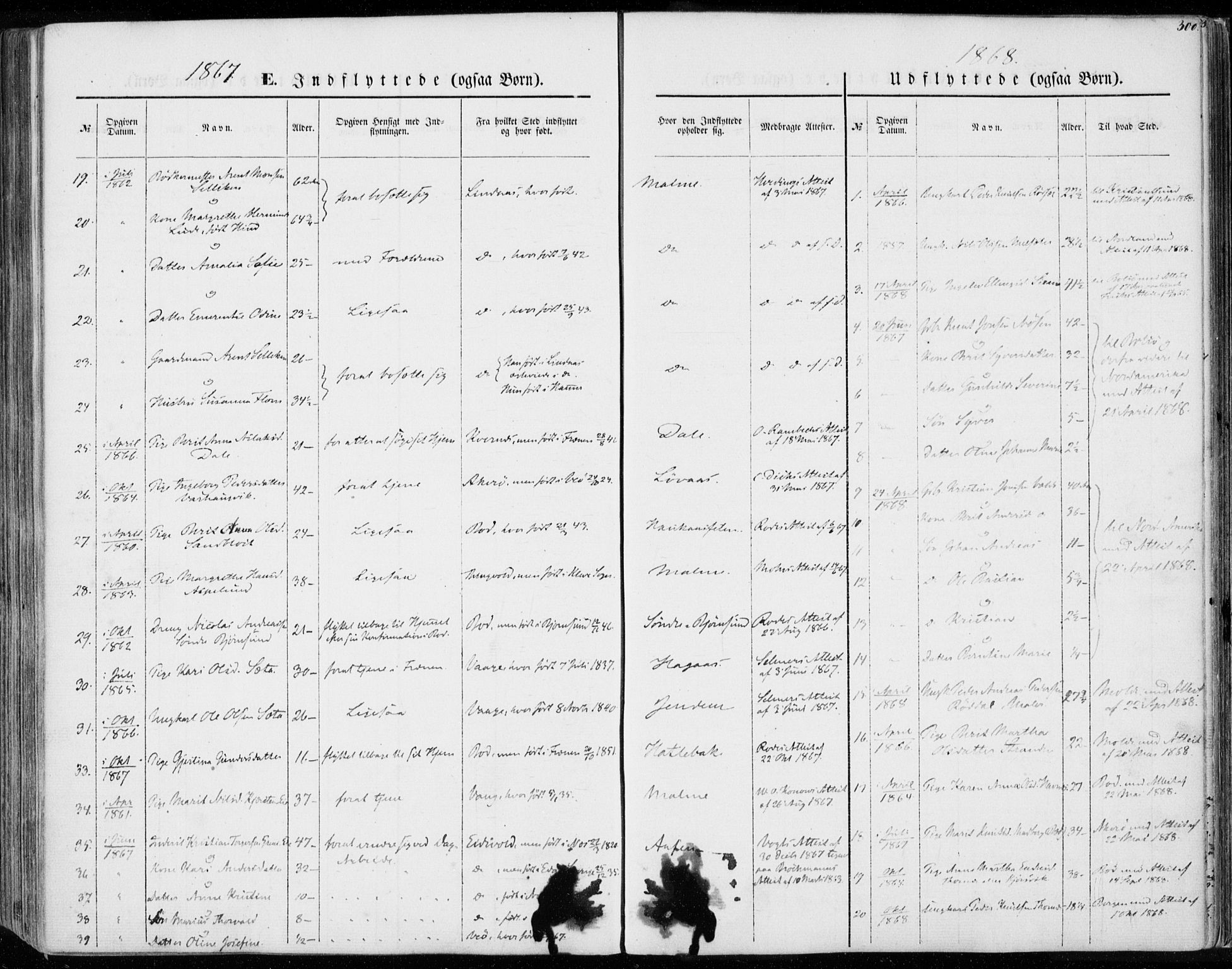 Ministerialprotokoller, klokkerbøker og fødselsregistre - Møre og Romsdal, SAT/A-1454/565/L0748: Parish register (official) no. 565A02, 1845-1872, p. 300