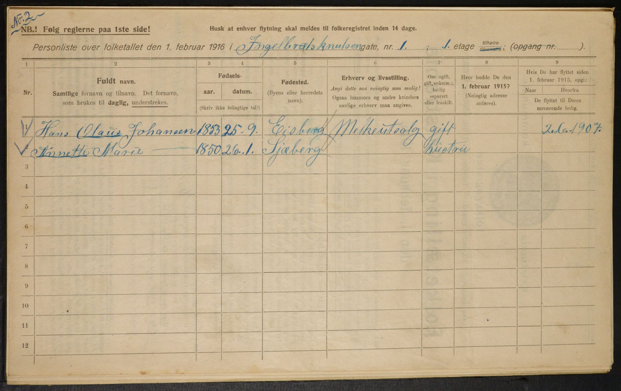OBA, Municipal Census 1916 for Kristiania, 1916, p. 44768