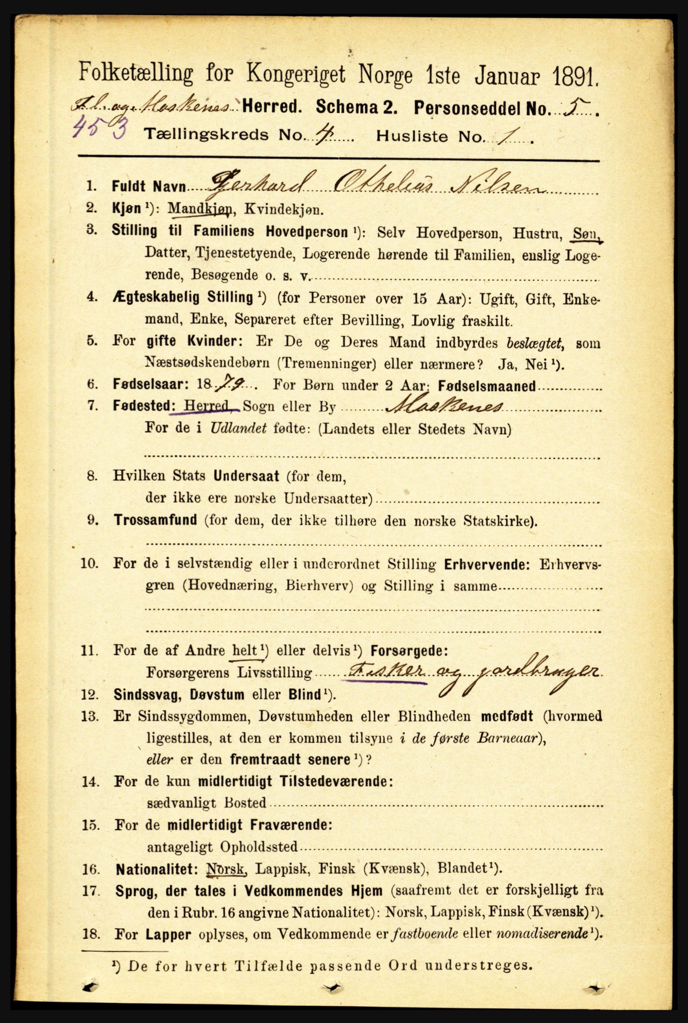 RA, 1891 census for 1859 Flakstad, 1891, p. 1865