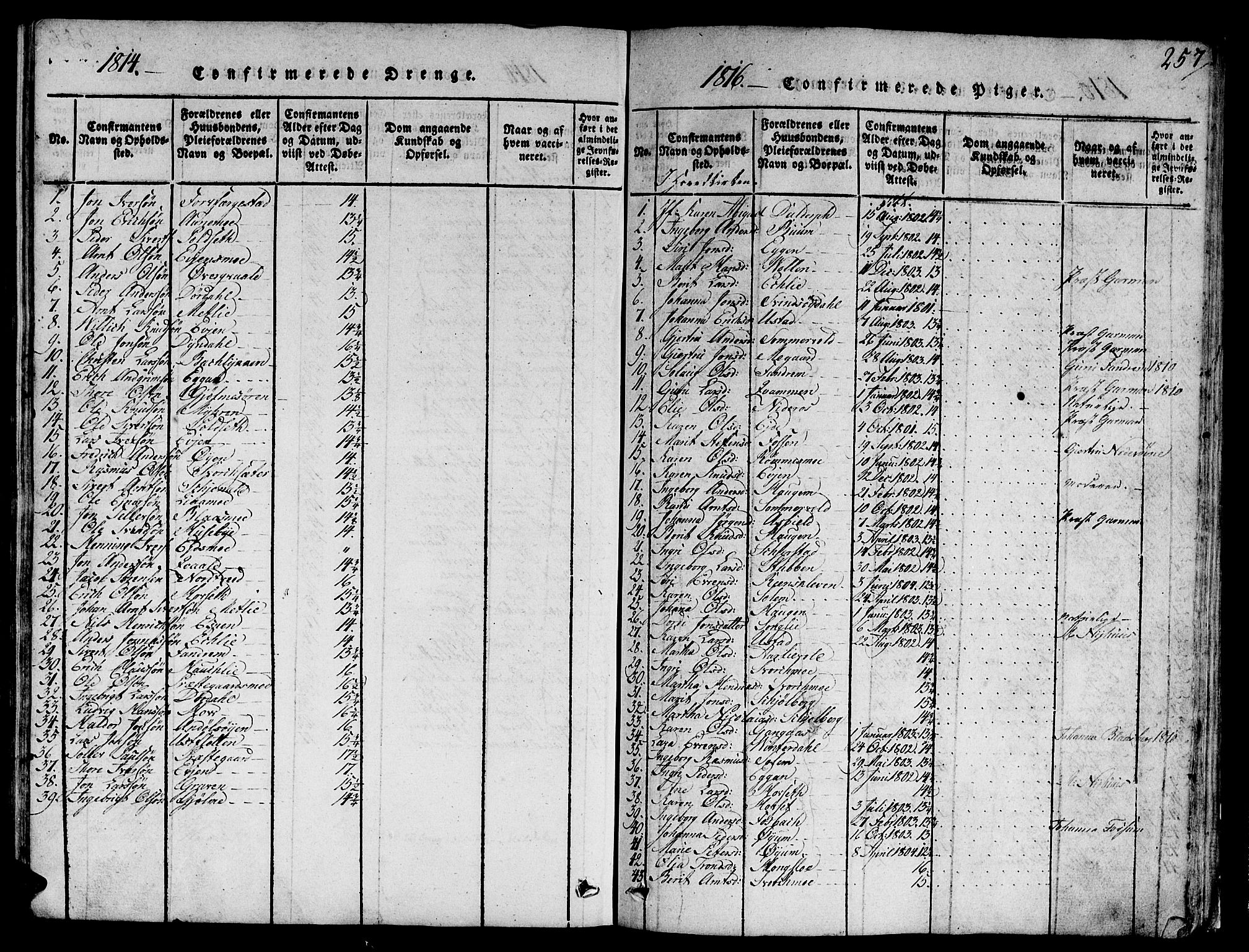 Ministerialprotokoller, klokkerbøker og fødselsregistre - Sør-Trøndelag, SAT/A-1456/668/L0803: Parish register (official) no. 668A03, 1800-1826, p. 257