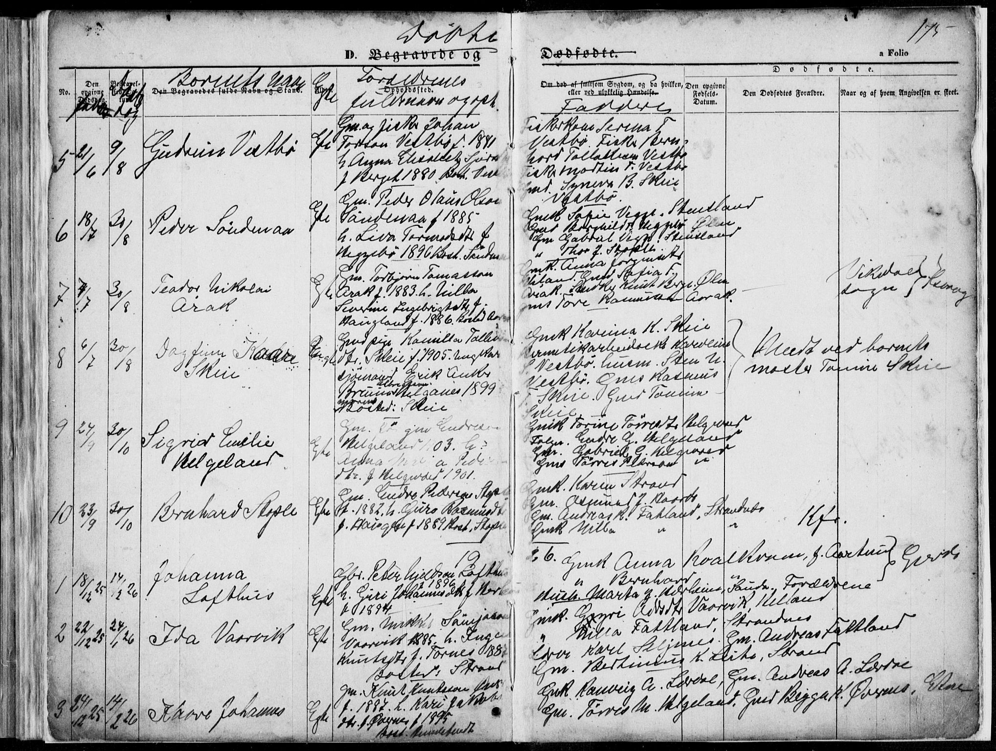 Vikedal sokneprestkontor, SAST/A-101840/01/V: Parish register (copy) no. B 10, 1864-1926, p. 175