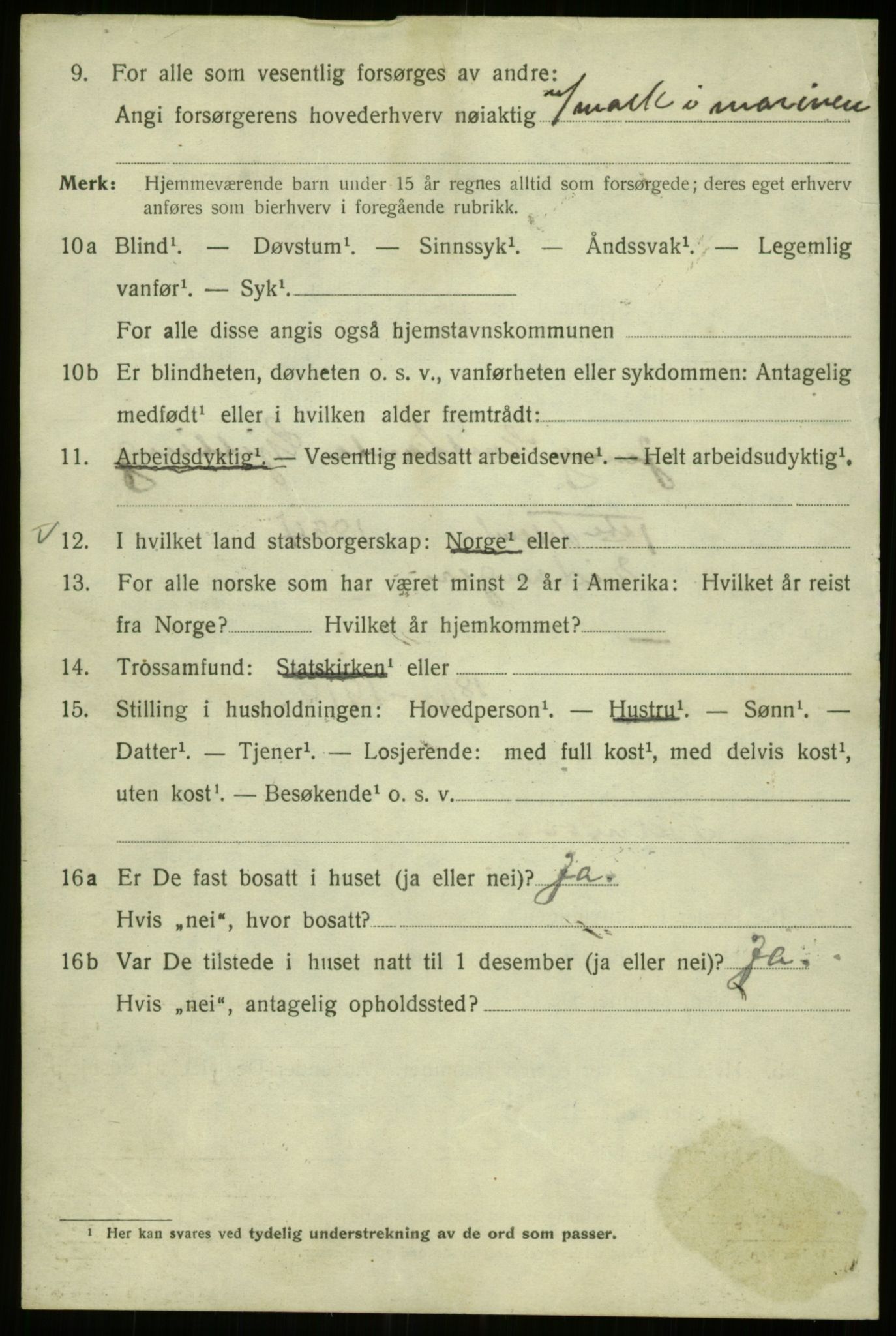 SAB, 1920 census for Bergen, 1920, p. 122421