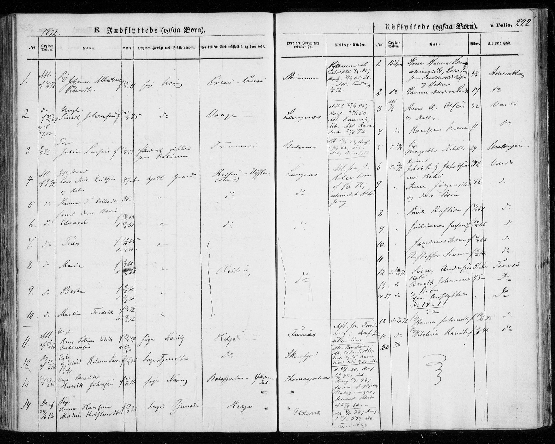 Tromsøysund sokneprestkontor, SATØ/S-1304/G/Ga/L0002kirke: Parish register (official) no. 2, 1867-1875, p. 222
