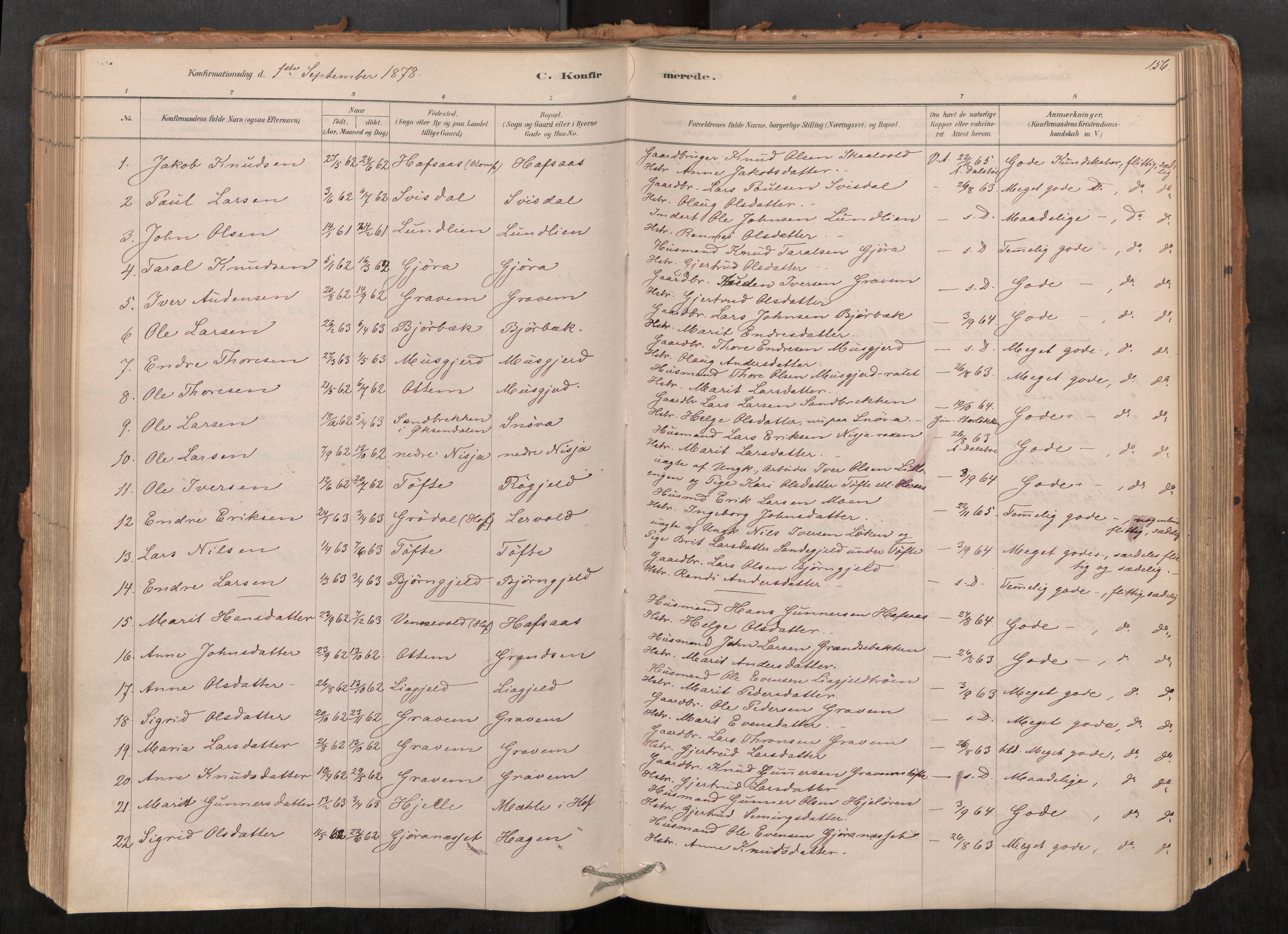 Sunndal sokneprestkontor, AV/SAT-A-1085/1/I/I1/I1a/L0001: Parish register (official) no. 1, 1877-1914, p. 156