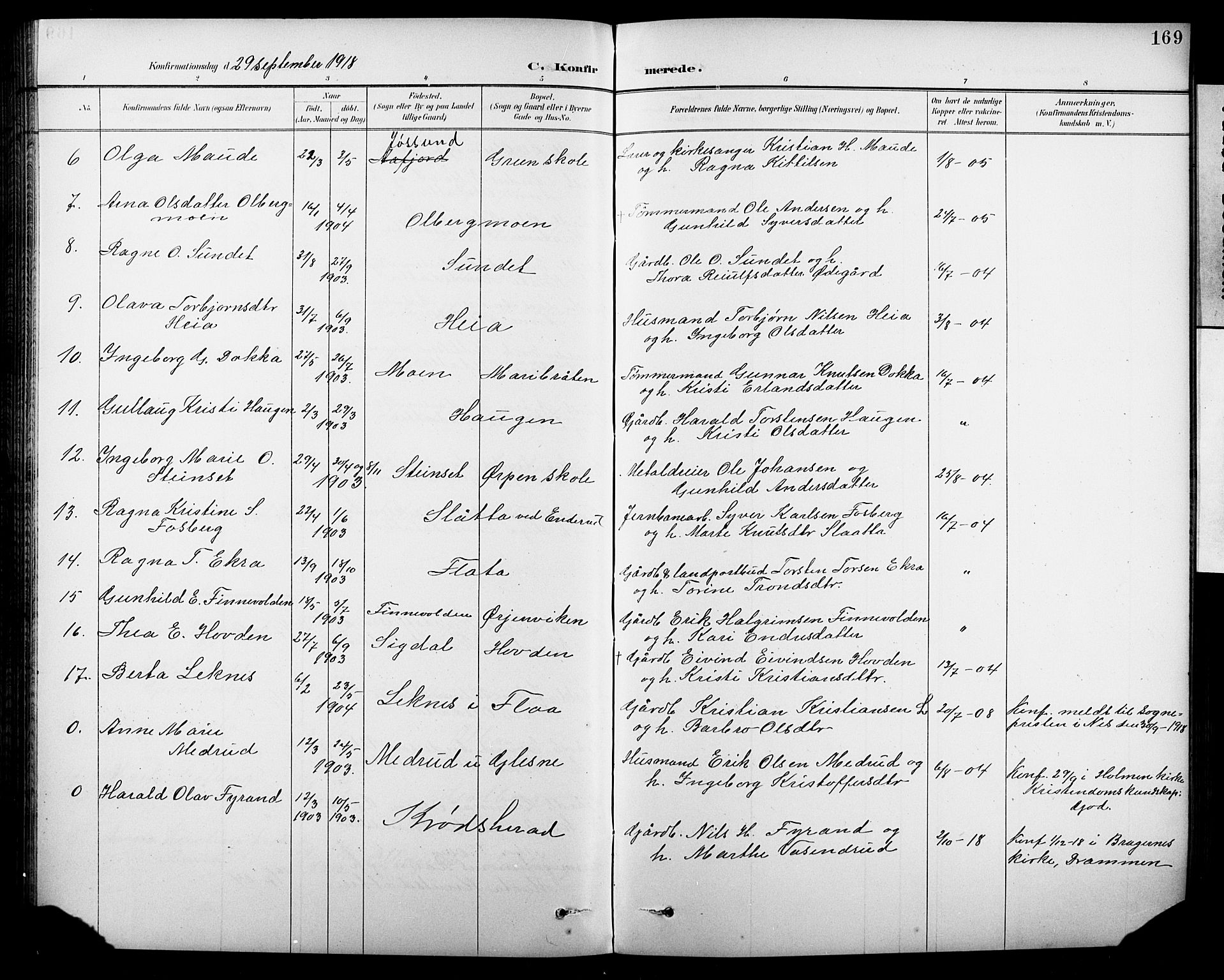 Krødsherad kirkebøker, SAKO/A-19/G/Ga/L0002: Parish register (copy) no. 2, 1894-1918, p. 169
