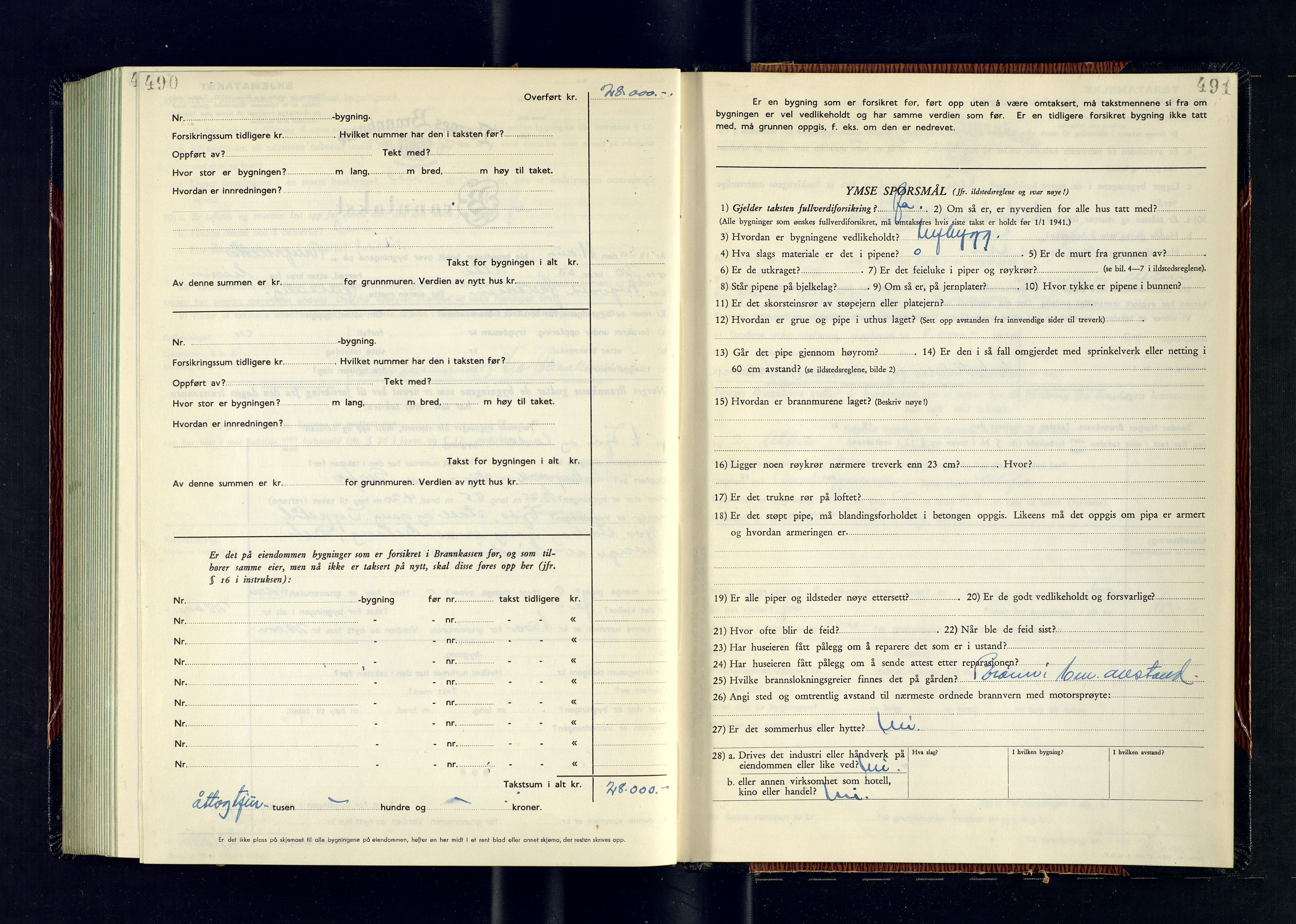 Alta lensmannskontor, AV/SATØ-S-1165/O/Ob/L0182: Branntakstprotokoll, 1949-1950, p. 490-491