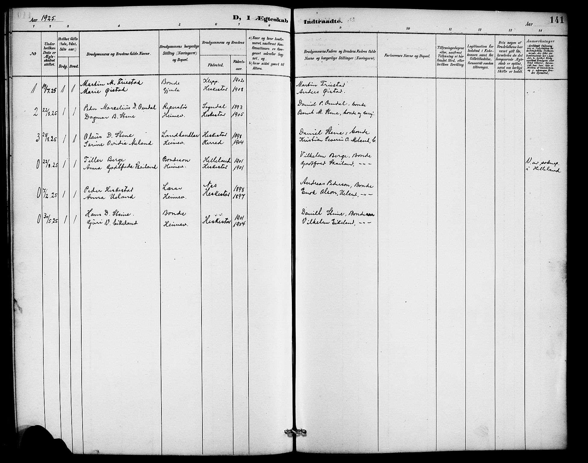 Lund sokneprestkontor, SAST/A-101809/S07/L0007: Parish register (copy) no. B 7, 1890-1925, p. 141