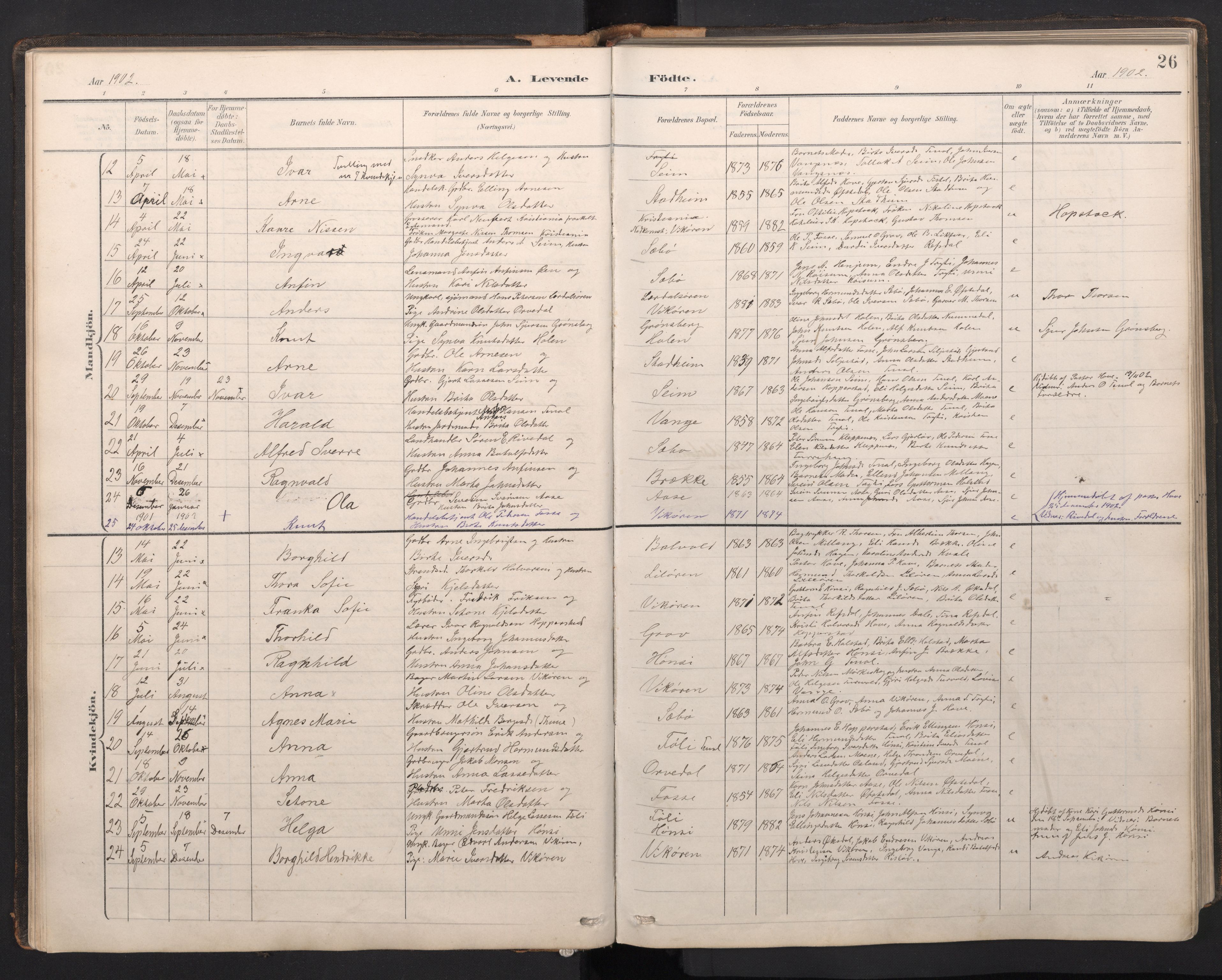 Vik sokneprestembete, SAB/A-81501: Parish register (copy) no. A 4, 1895-1914, p. 25b-26a