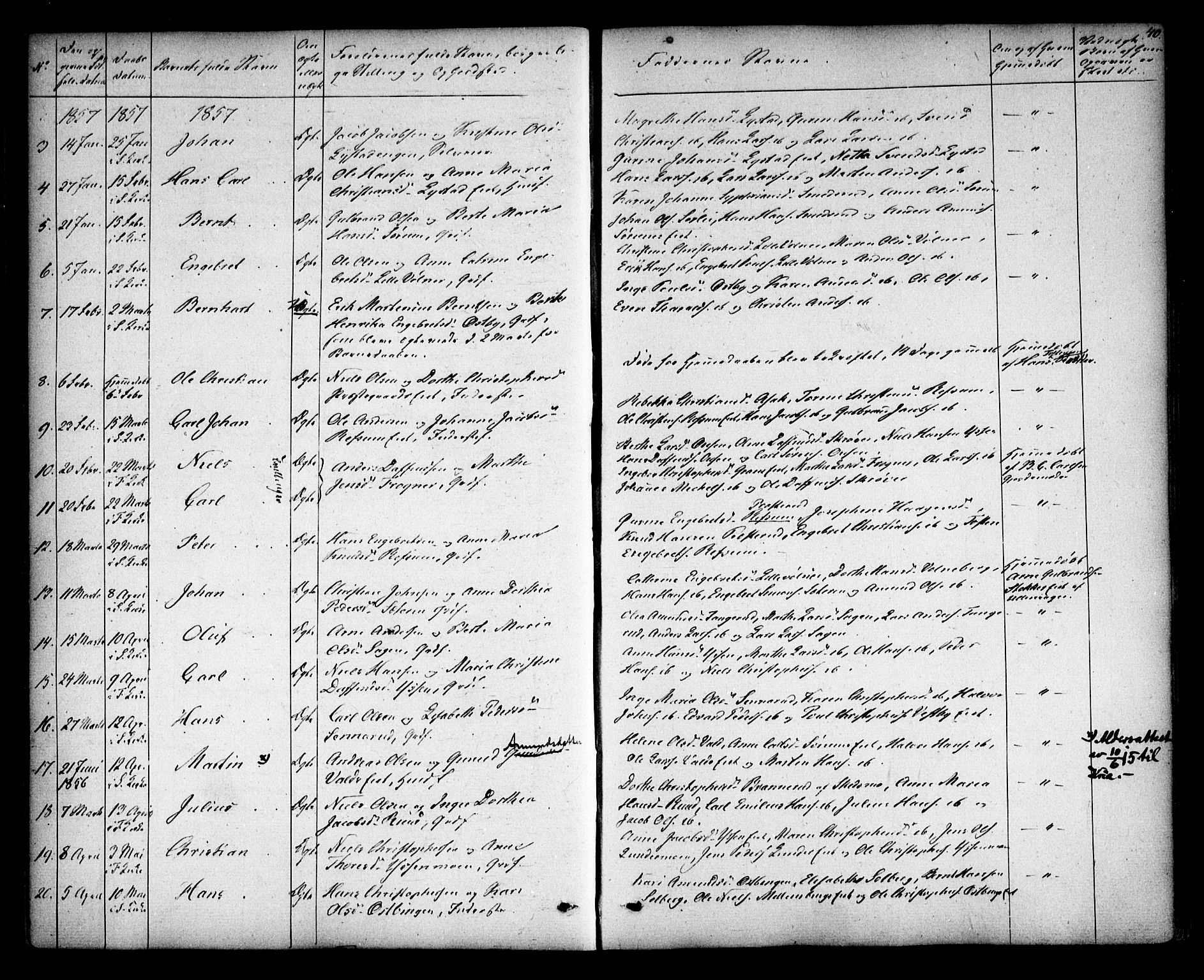 Sørum prestekontor Kirkebøker, AV/SAO-A-10303/F/Fa/L0005: Parish register (official) no. I 5, 1846-1863, p. 40