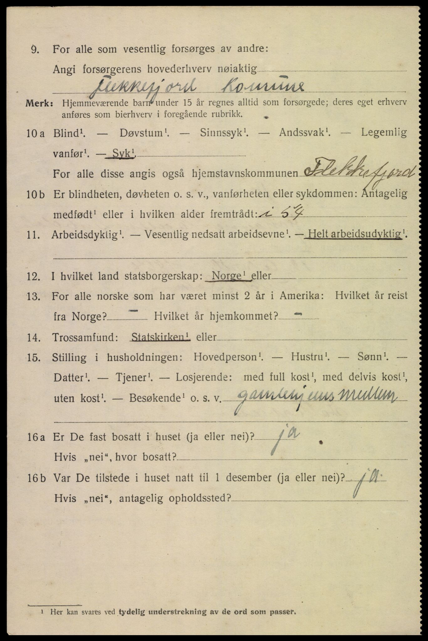 SAK, 1920 census for Flekkefjord, 1920, p. 2027