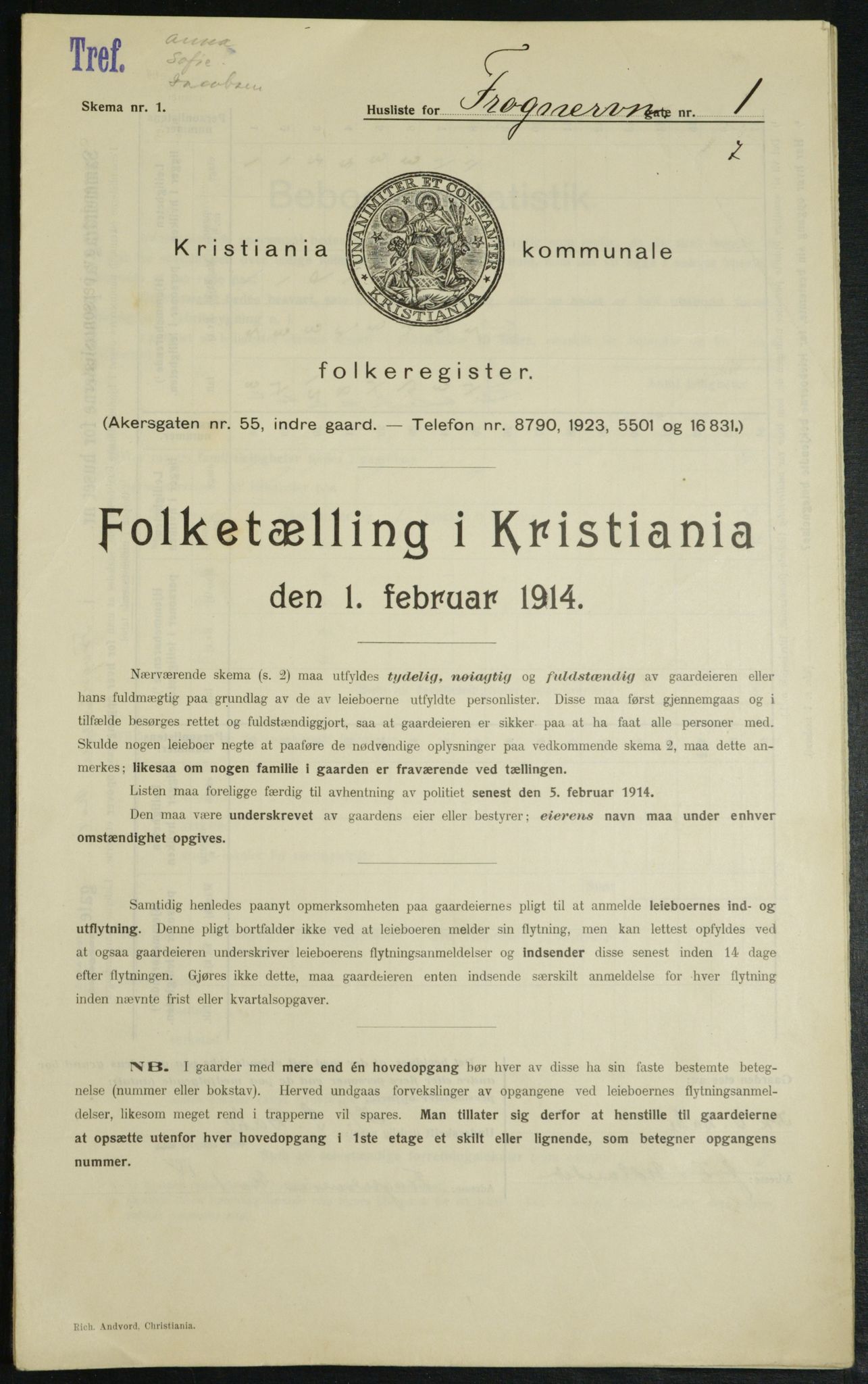 OBA, Municipal Census 1914 for Kristiania, 1914, p. 27274