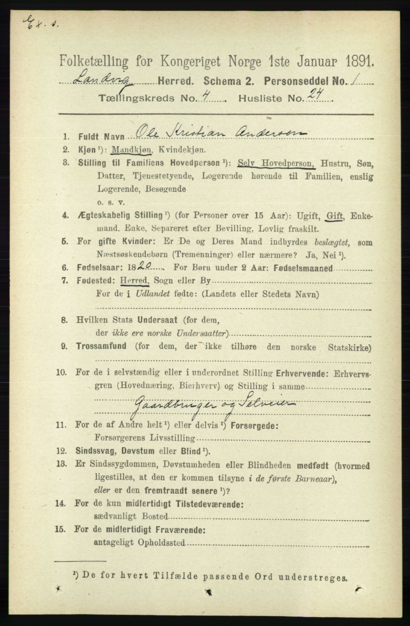 RA, Census 1891 for Nedenes amt: Gjenparter av personsedler for beslektede ektefeller, menn, 1891, p. 762