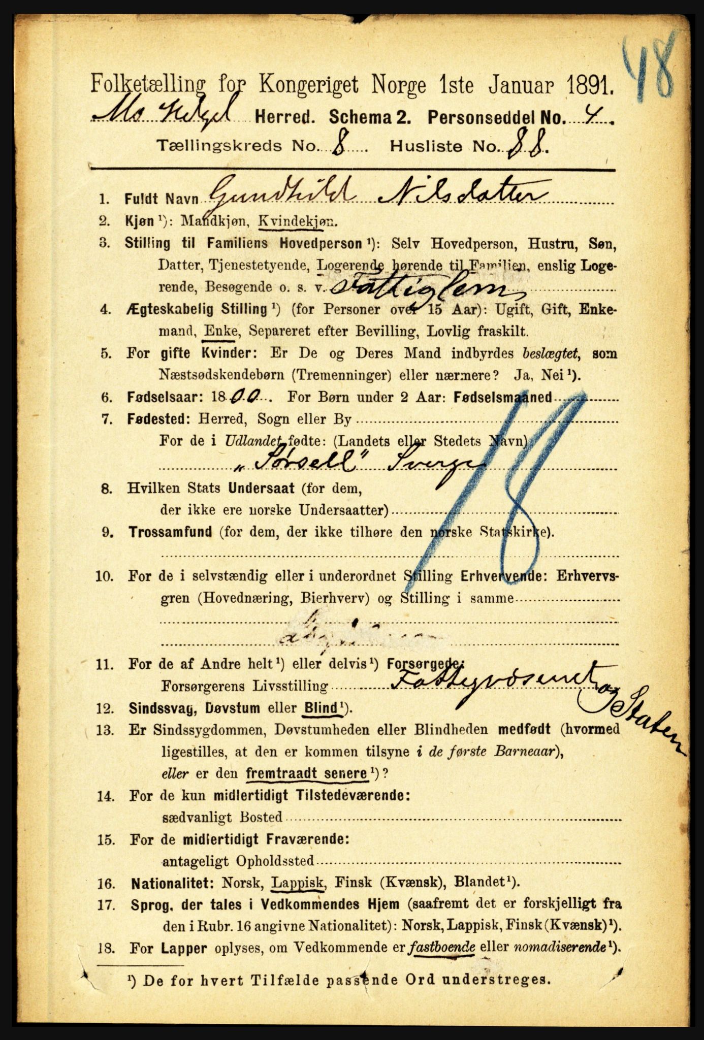 RA, 1891 census for 1833 Mo, 1891, p. 3536