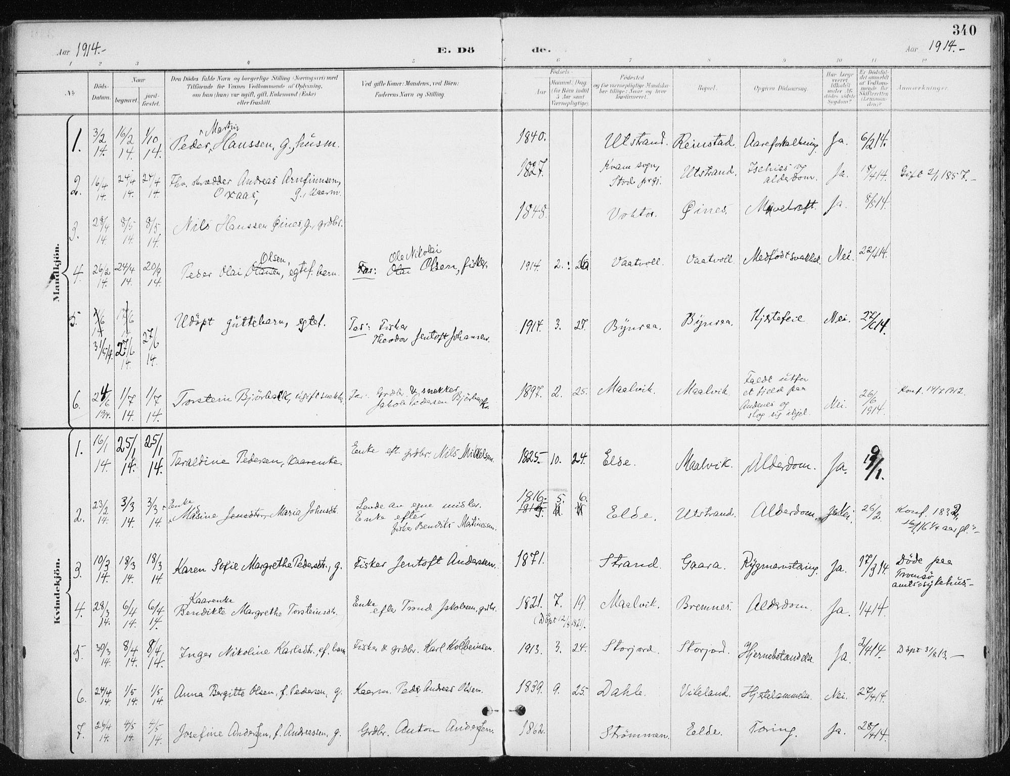 Kvæfjord sokneprestkontor, SATØ/S-1323/G/Ga/Gaa/L0006kirke: Parish register (official) no. 6, 1895-1914, p. 340