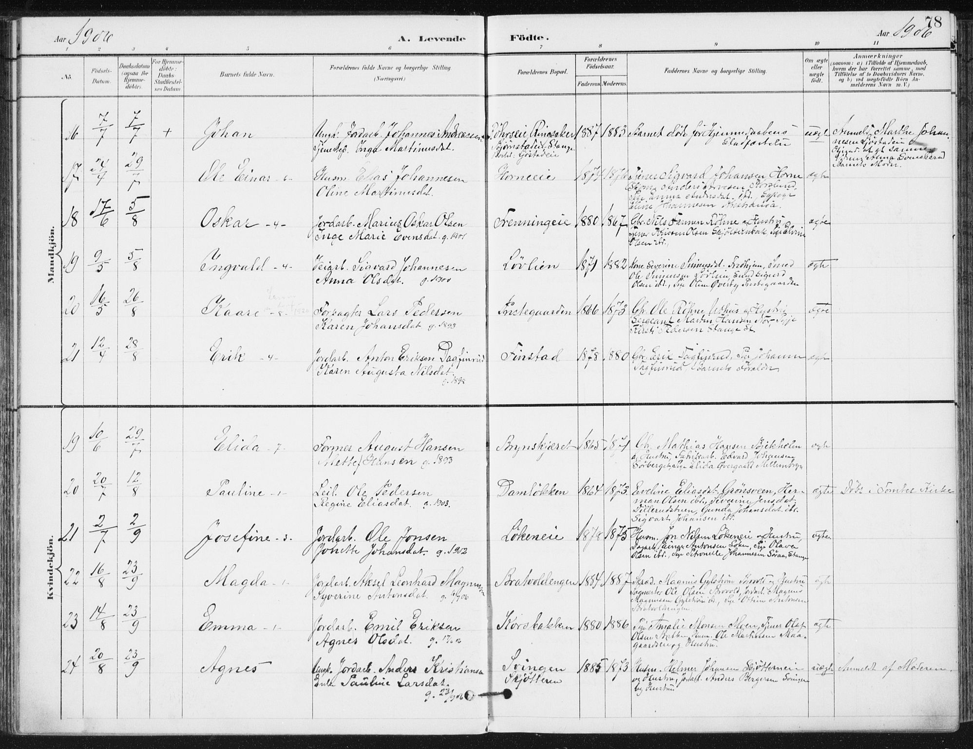 Romedal prestekontor, SAH/PREST-004/K/L0011: Parish register (official) no. 11, 1896-1912, p. 78