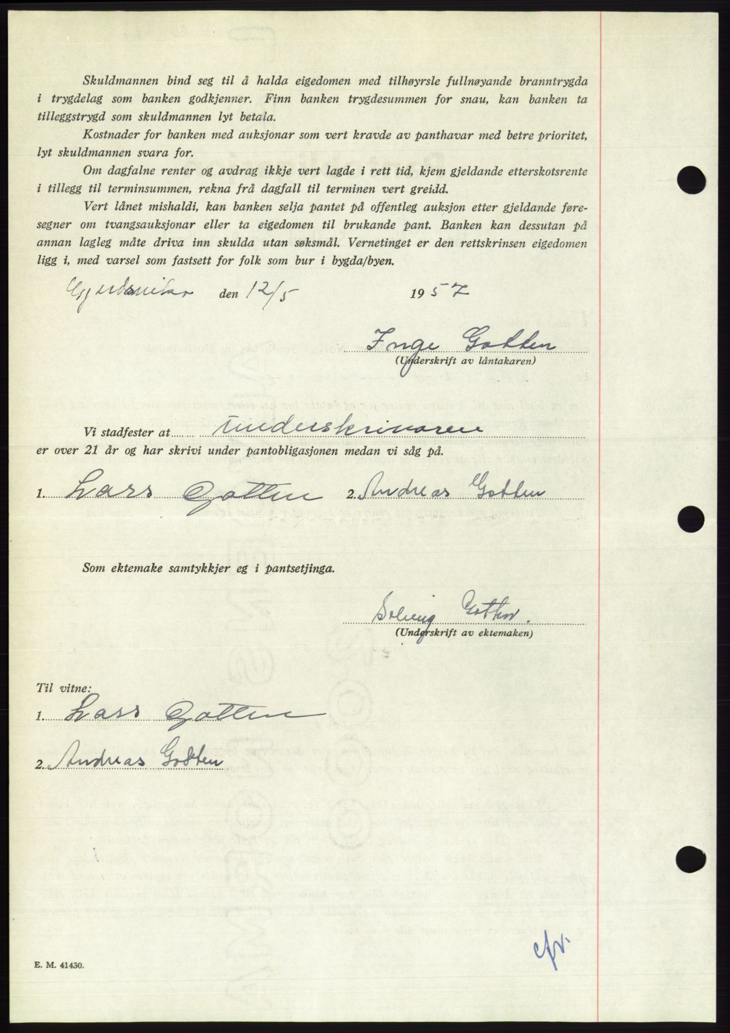 Søre Sunnmøre sorenskriveri, AV/SAT-A-4122/1/2/2C/L0130: Mortgage book no. 18B, 1957-1958, Diary no: : 1411/1957