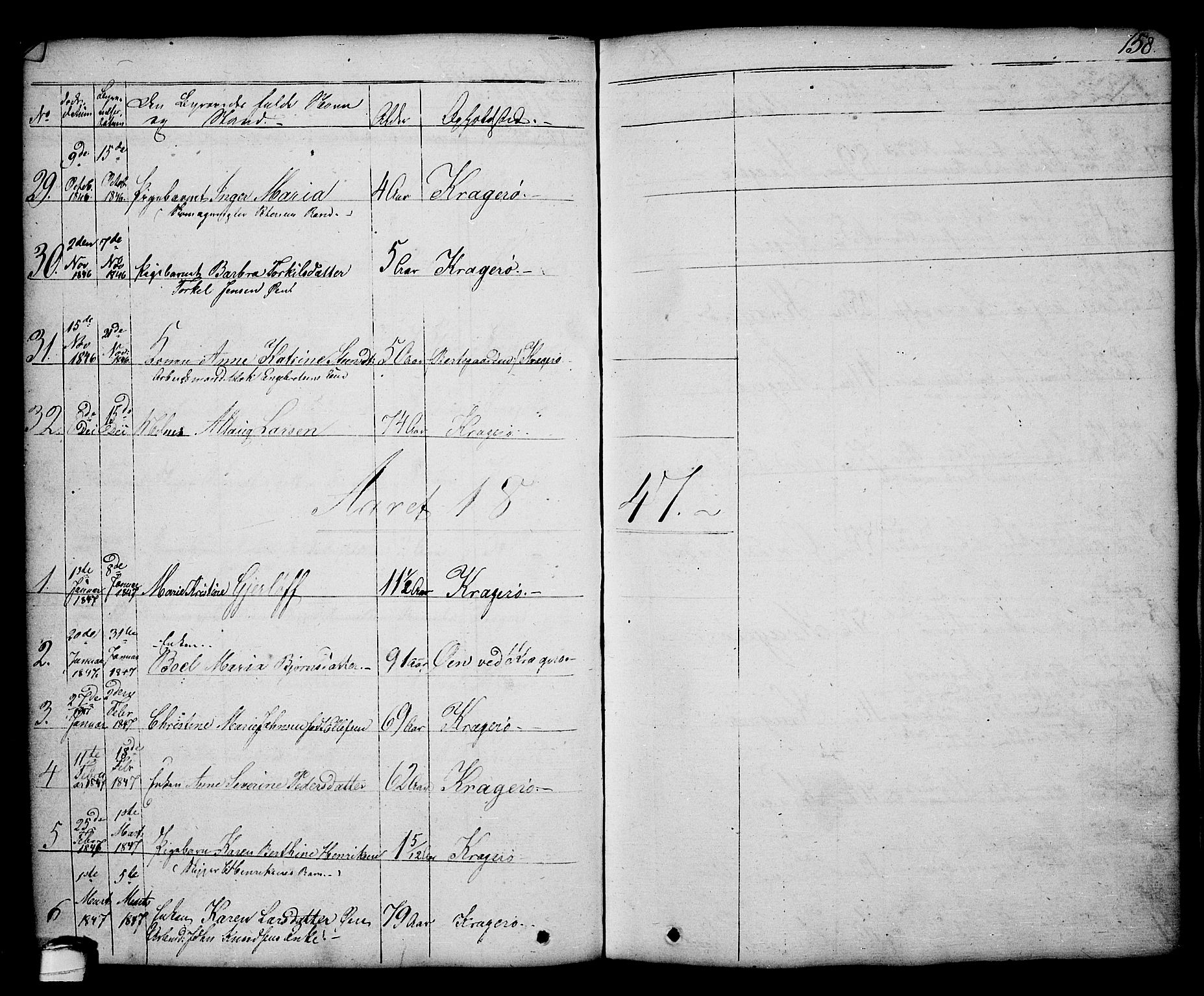 Kragerø kirkebøker, AV/SAKO-A-278/G/Ga/L0003: Parish register (copy) no. 3, 1832-1852, p. 158