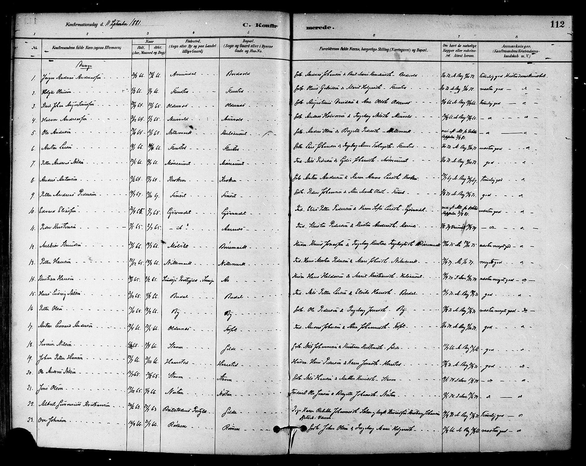 Ministerialprotokoller, klokkerbøker og fødselsregistre - Sør-Trøndelag, SAT/A-1456/655/L0680: Parish register (official) no. 655A09, 1880-1894, p. 112