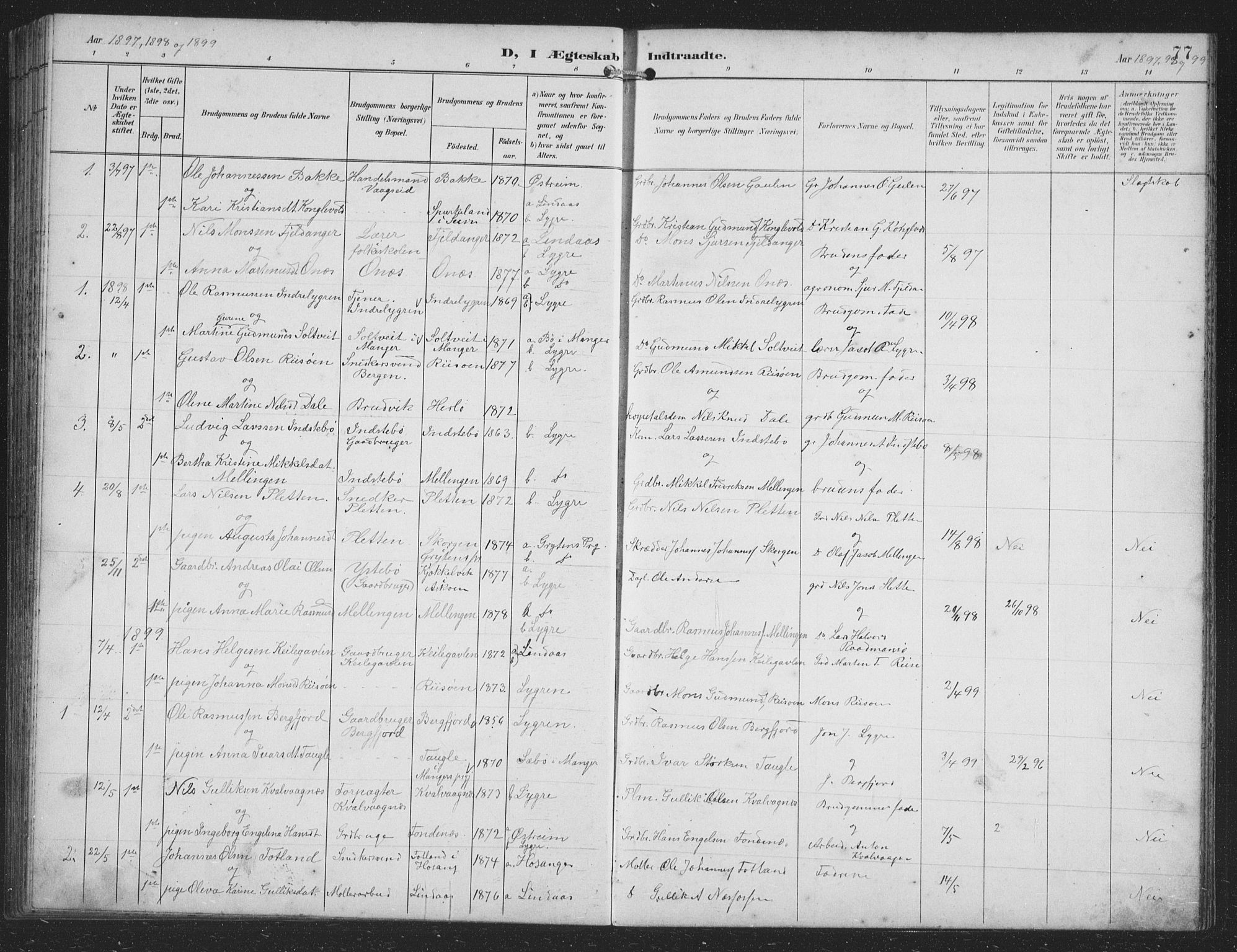 Alversund Sokneprestembete, SAB/A-73901/H/Ha/Hab: Parish register (copy) no. B 4, 1897-1914, p. 77