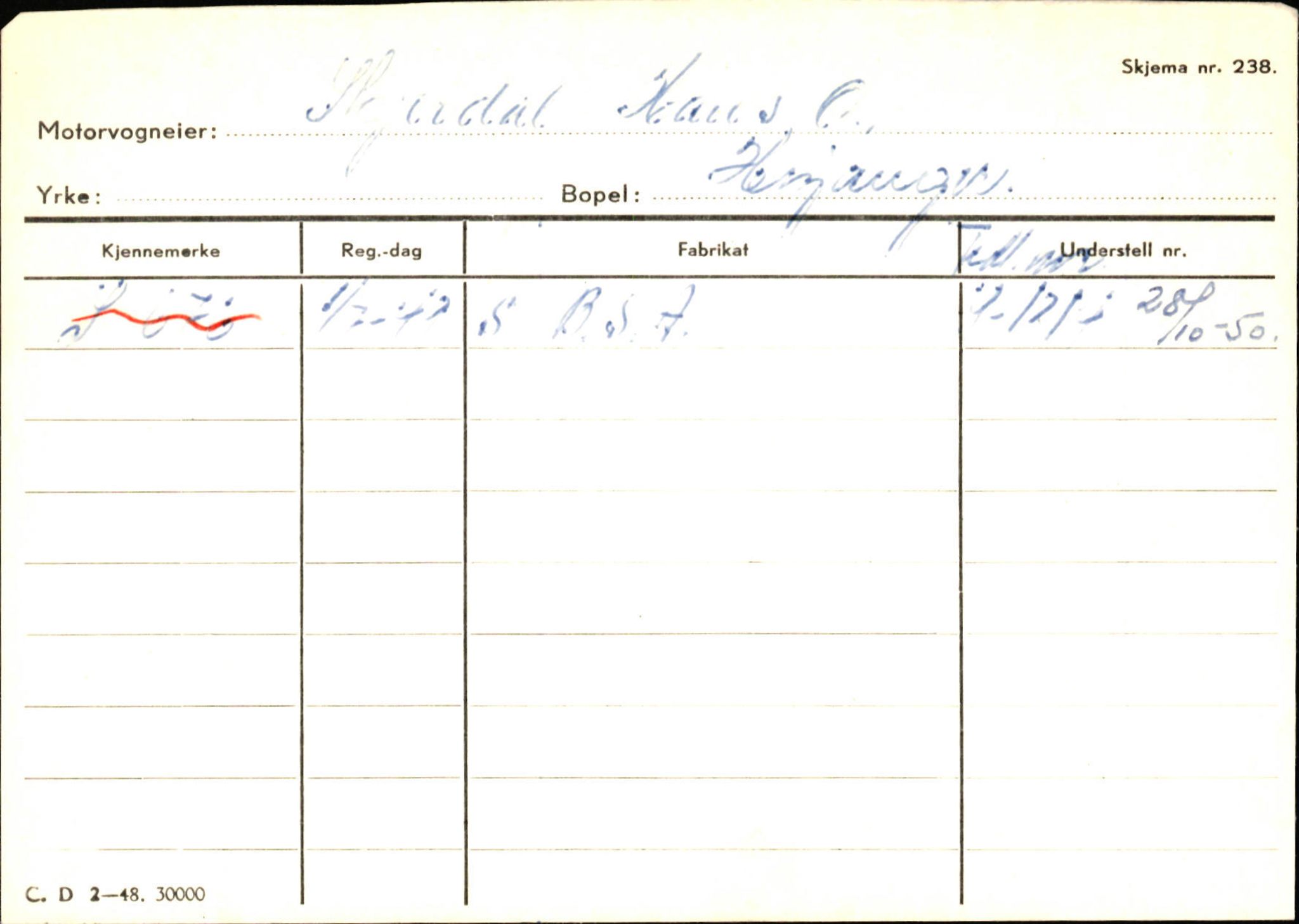 Statens vegvesen, Sogn og Fjordane vegkontor, AV/SAB-A-5301/4/F/L0131: Eigarregister Høyanger P-Å. Stryn S-Å, 1945-1975, p. 219