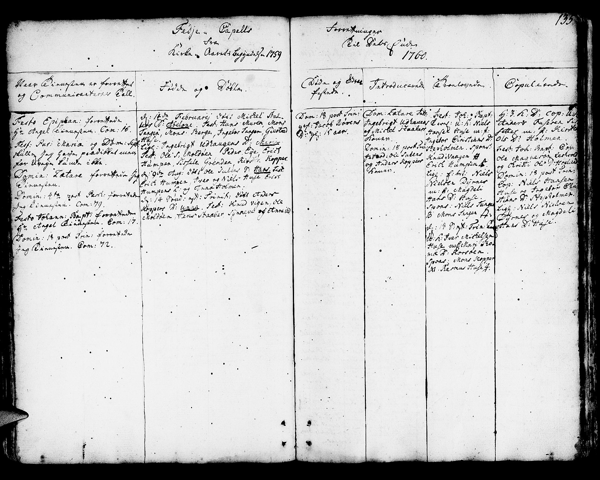 Lindås Sokneprestembete, SAB/A-76701/H/Haa: Parish register (official) no. A 3, 1748-1764, p. 135
