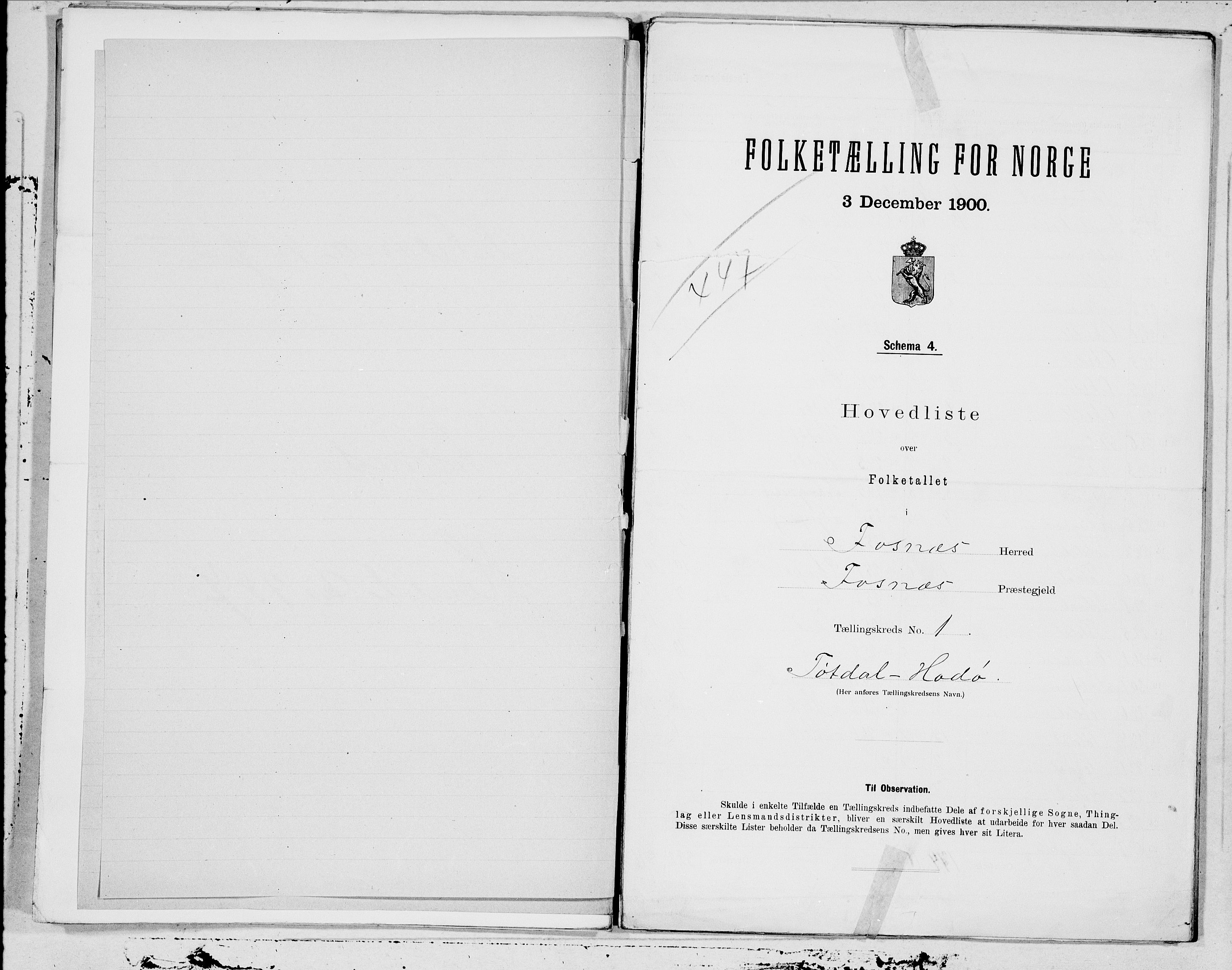 SAT, 1900 census for Fosnes, 1900, p. 2