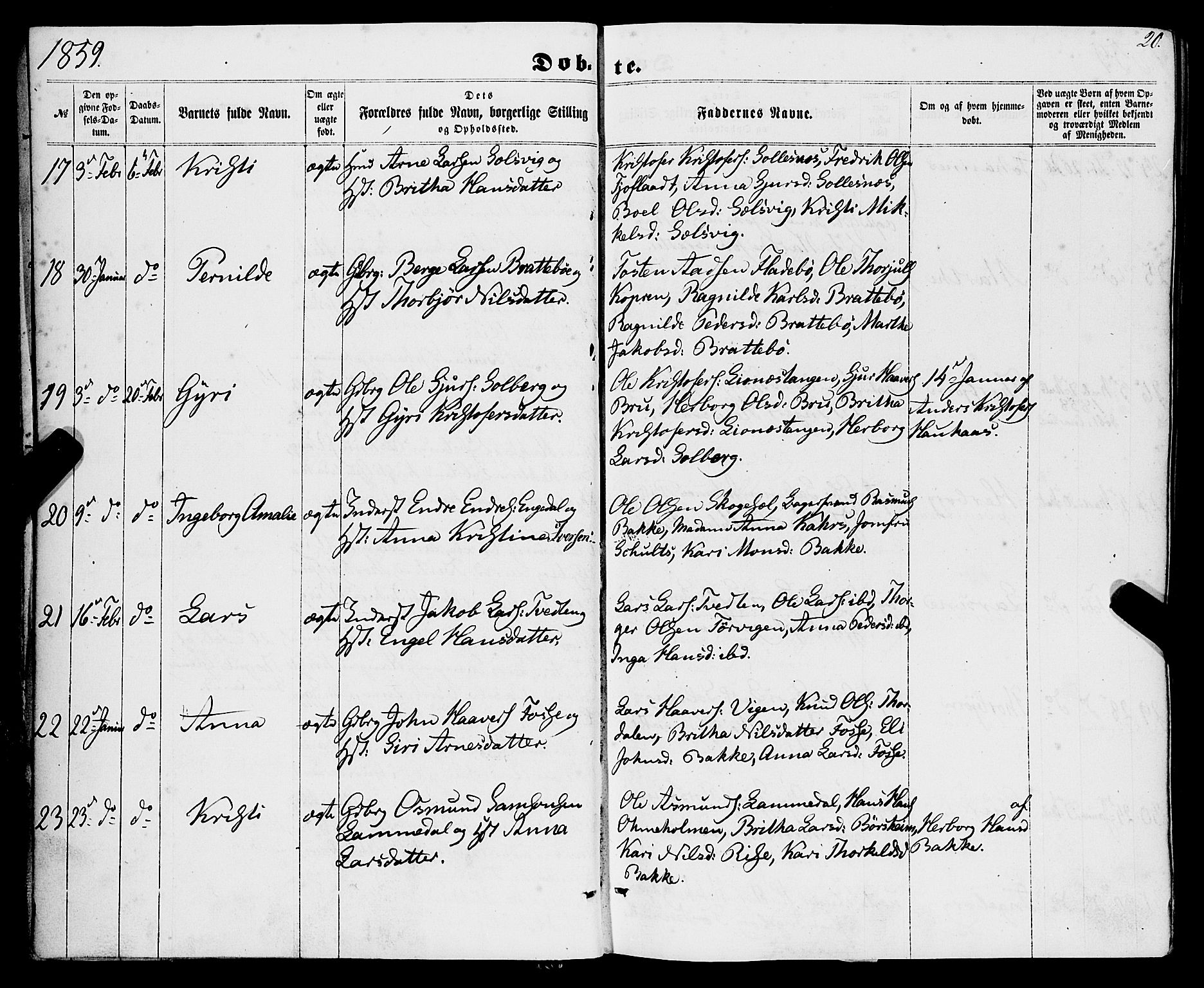 Strandebarm sokneprestembete, AV/SAB-A-78401/H/Haa: Parish register (official) no. A 8, 1858-1872, p. 20