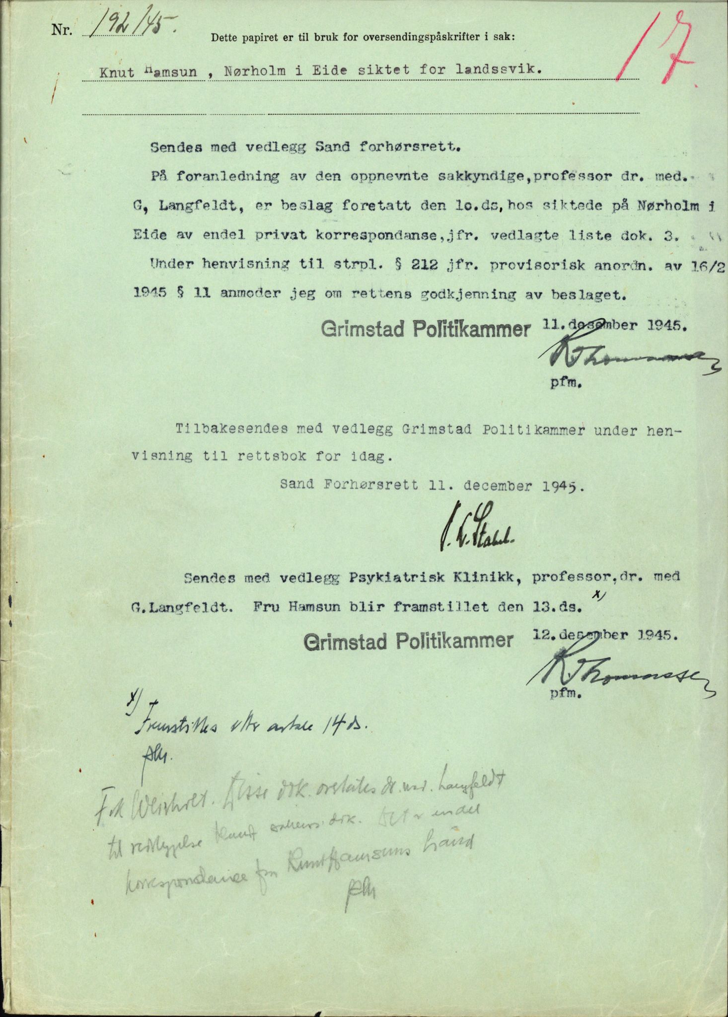 Landssvikarkivet, Arendal politikammer, AV/RA-S-3138-25/D/Dc, 1945-1951, p. 101