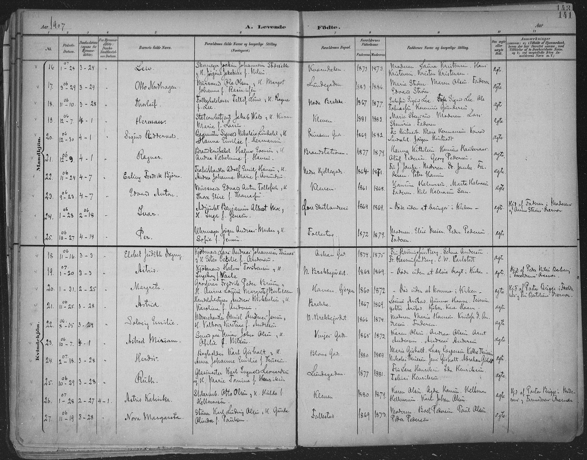 Skien kirkebøker, SAKO/A-302/F/Fa/L0011: Parish register (official) no. 11, 1900-1907, p. 141