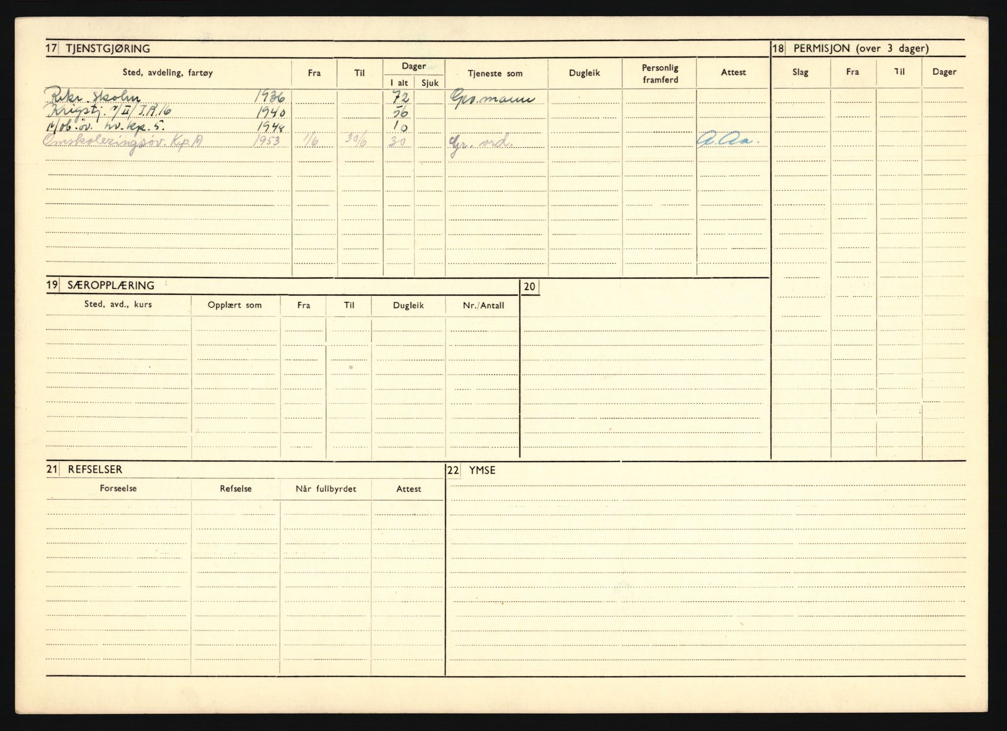 Forsvaret, Troms infanteriregiment nr. 16, AV/RA-RAFA-3146/P/Pa/L0020: Rulleblad for regimentets menige mannskaper, årsklasse 1936, 1936, p. 340