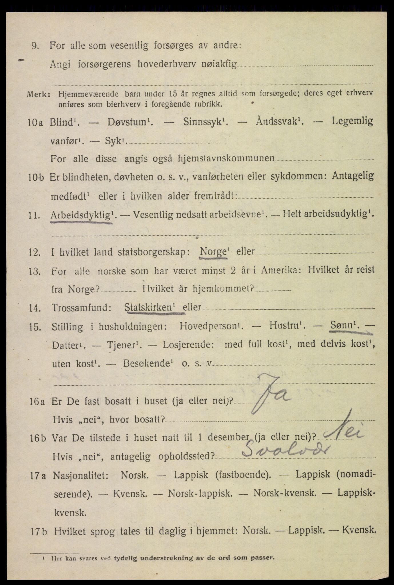 SAT, 1920 census for Gimsøy, 1920, p. 3550