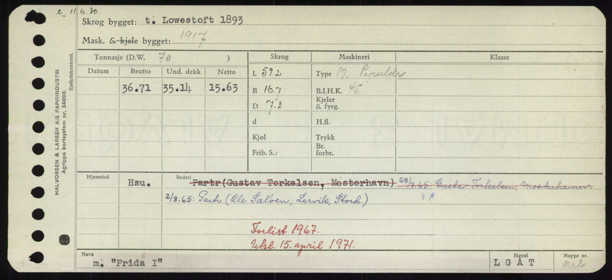 Sjøfartsdirektoratet med forløpere, Skipsmålingen, AV/RA-S-1627/H/Hd/L0011: Fartøy, Fla-Får, p. 421