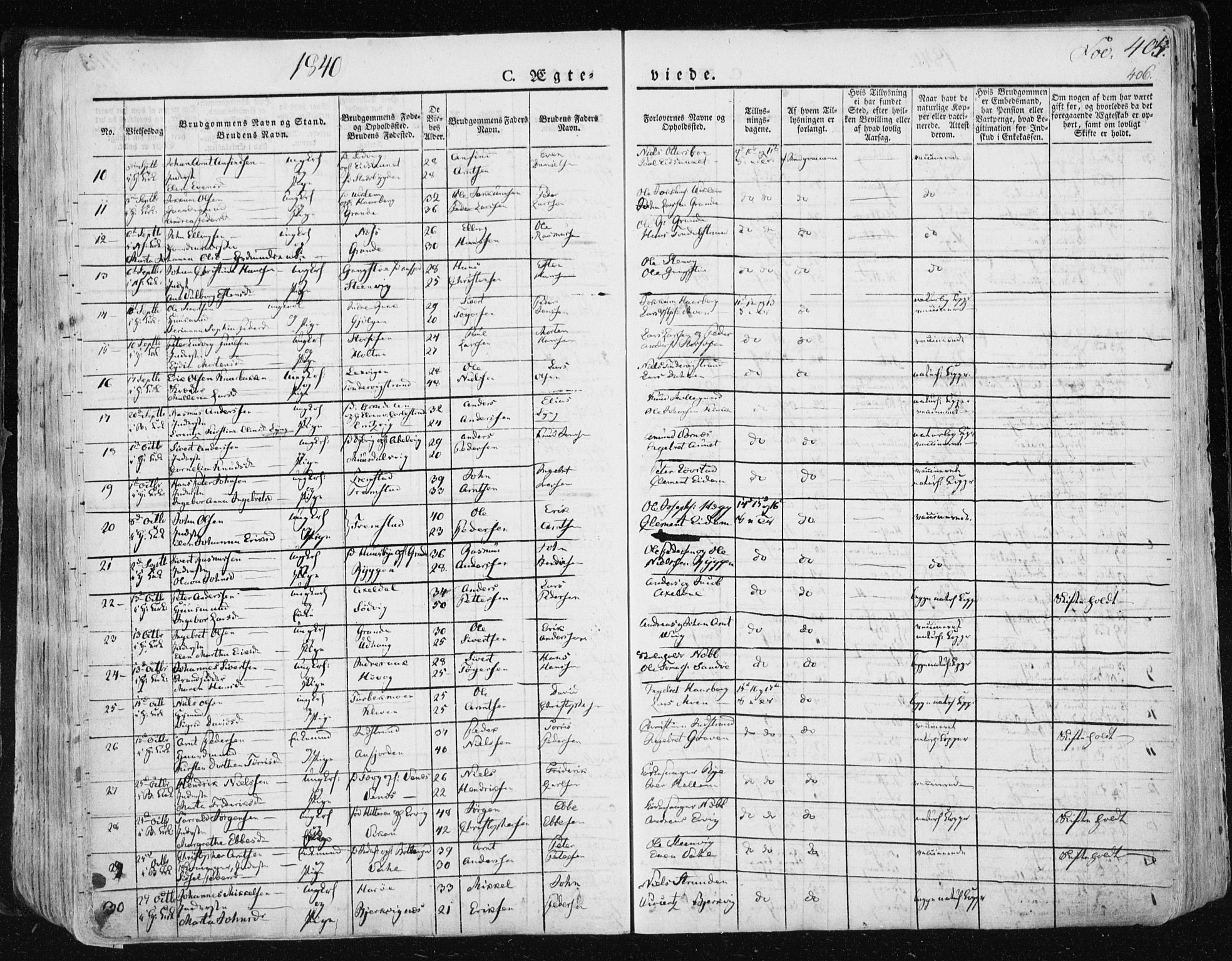 Ministerialprotokoller, klokkerbøker og fødselsregistre - Sør-Trøndelag, SAT/A-1456/659/L0735: Parish register (official) no. 659A05, 1826-1841, p. 405