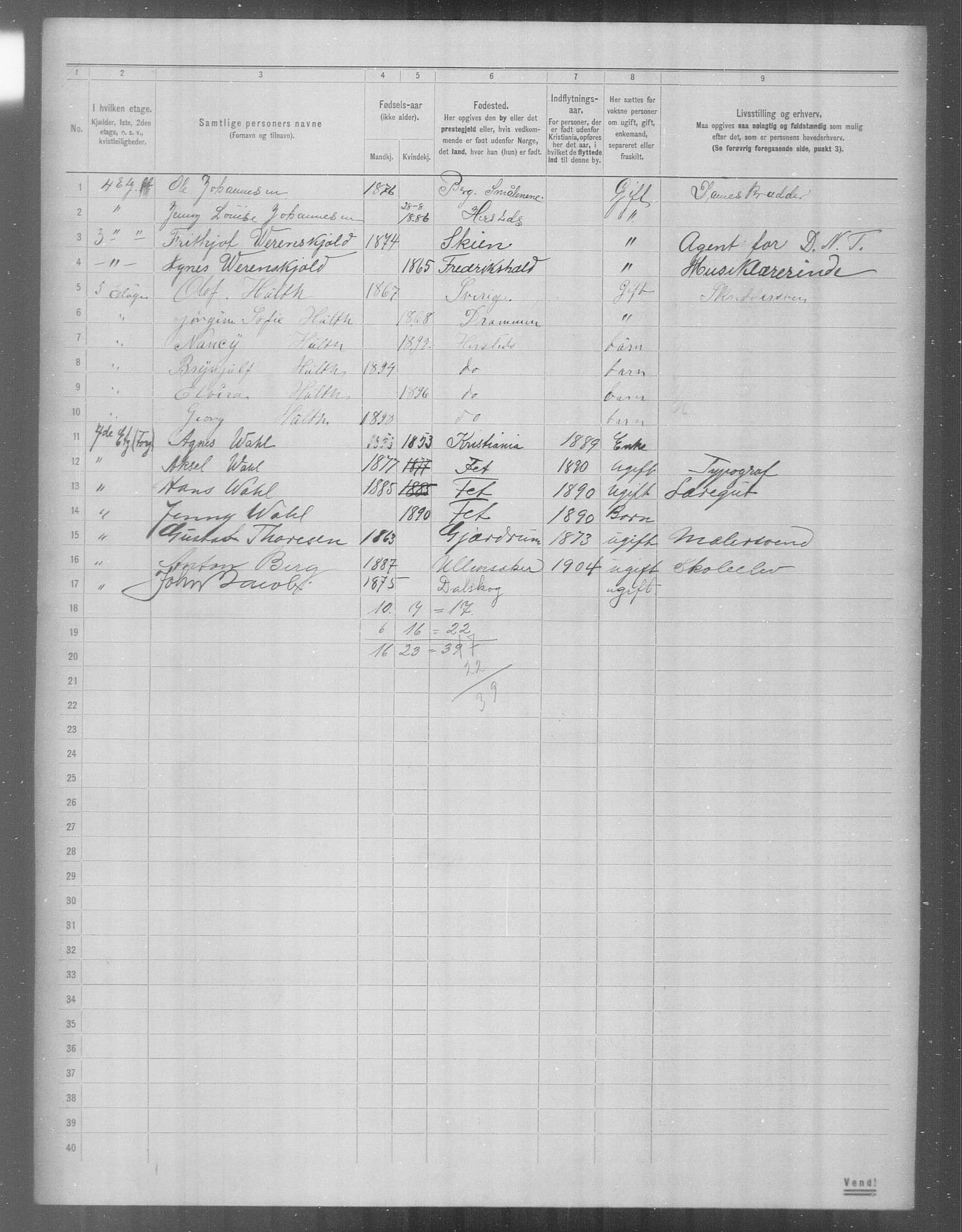 OBA, Municipal Census 1904 for Kristiania, 1904, p. 23986