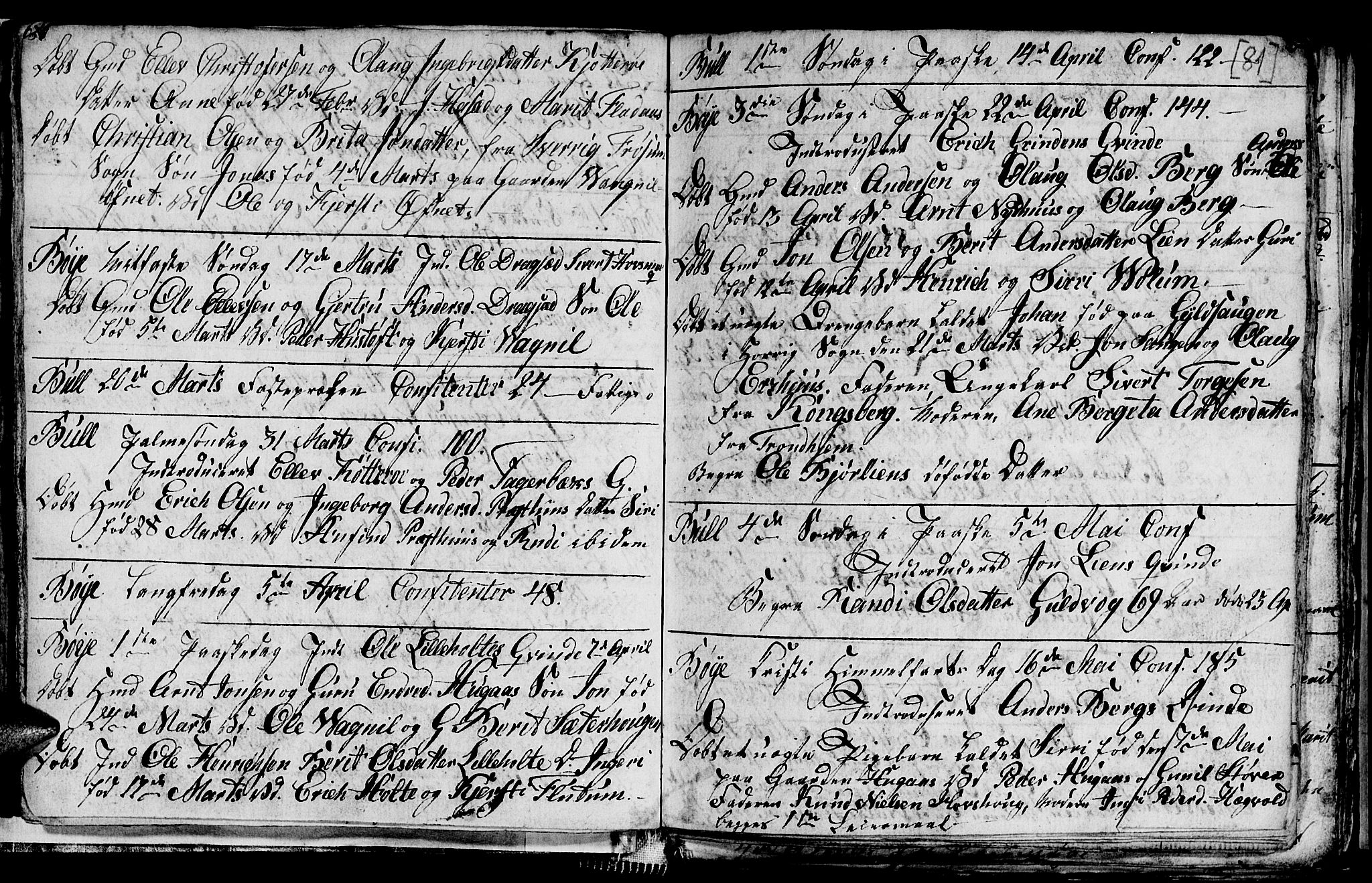 Ministerialprotokoller, klokkerbøker og fødselsregistre - Sør-Trøndelag, AV/SAT-A-1456/689/L1042: Parish register (copy) no. 689C01, 1812-1841, p. 80-81