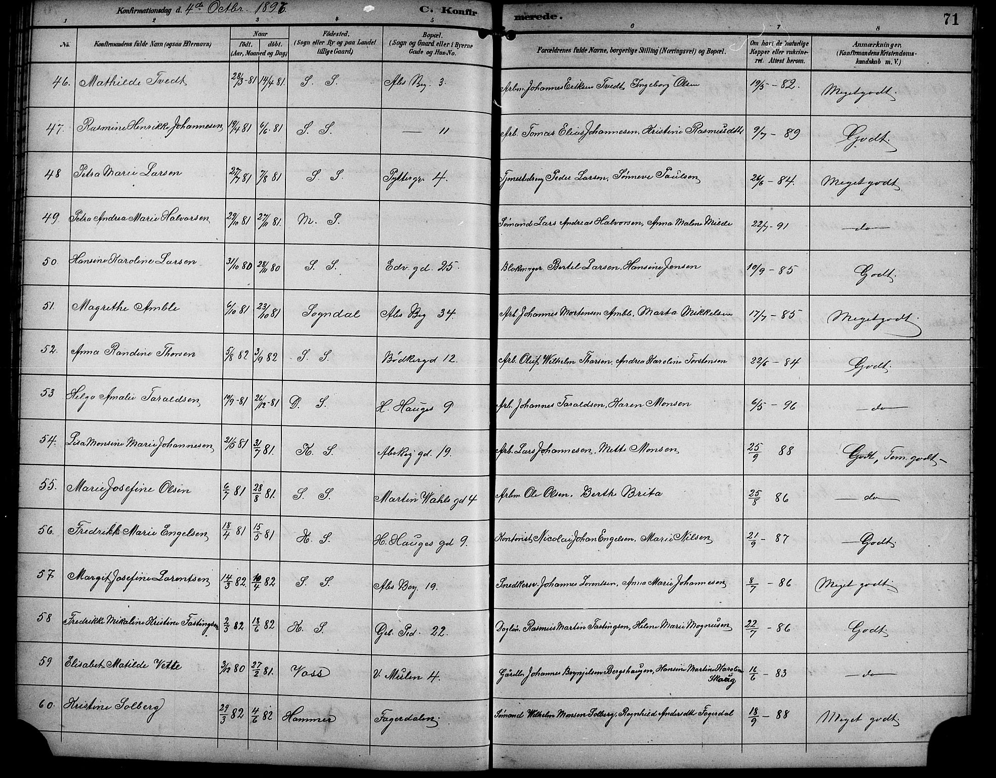 Sandviken Sokneprestembete, AV/SAB-A-77601/H/Hb/L0003: Parish register (copy) no. A 4, 1892-1901, p. 71