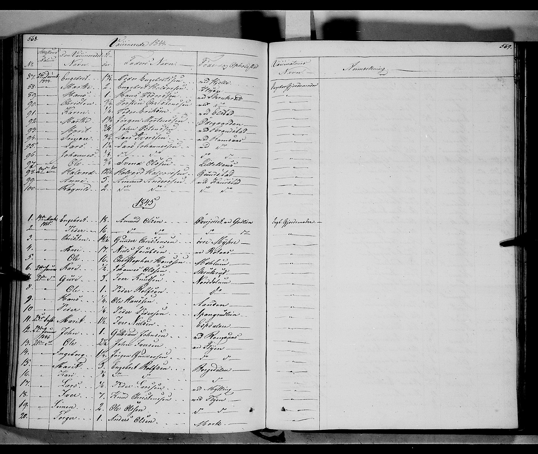 Ringebu prestekontor, SAH/PREST-082/H/Ha/Haa/L0005: Parish register (official) no. 5, 1839-1848, p. 568-569