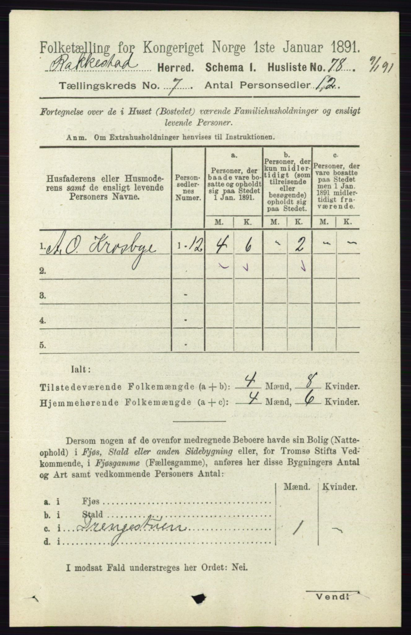 RA, 1891 census for 0128 Rakkestad, 1891, p. 3124