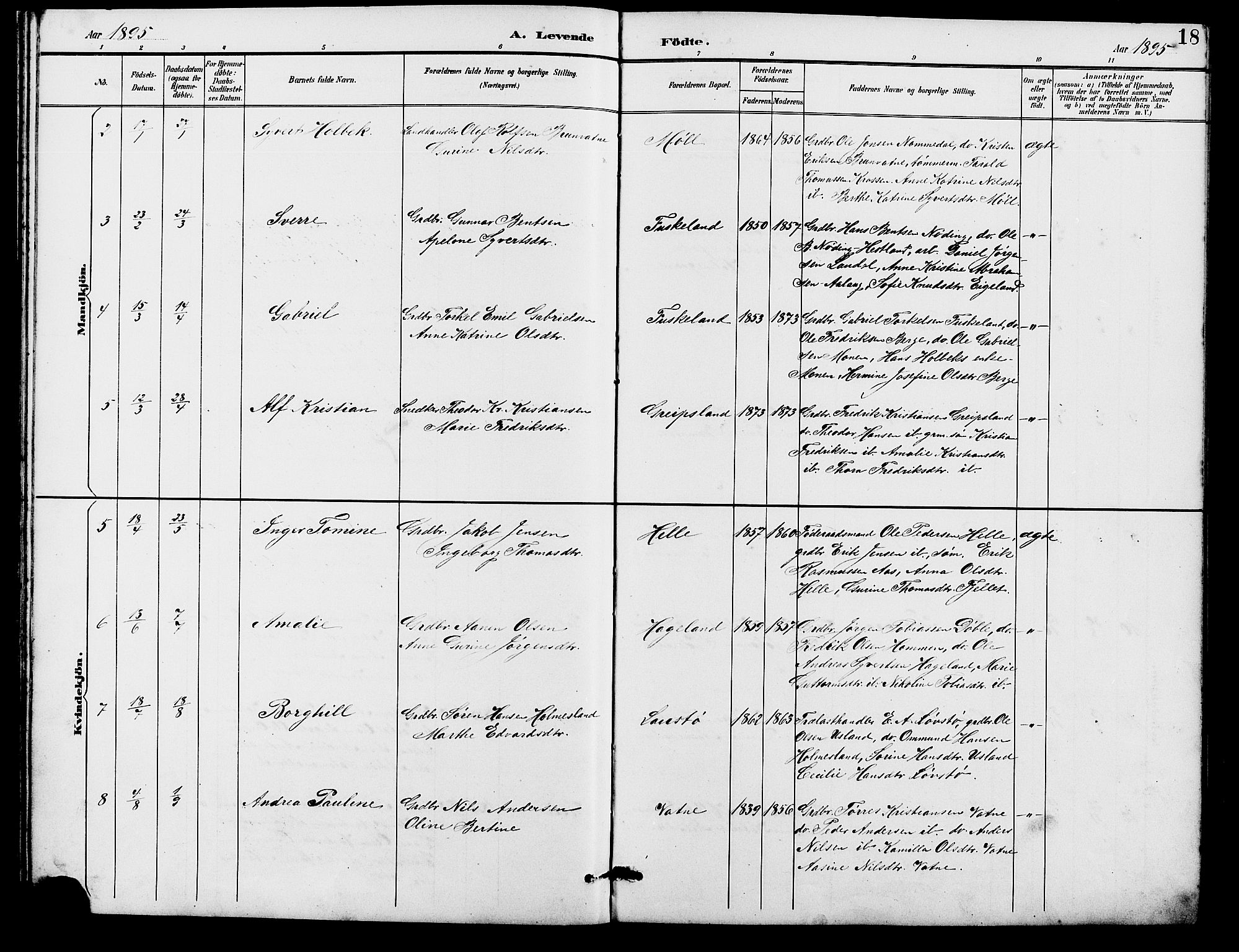 Holum sokneprestkontor, AV/SAK-1111-0022/F/Fb/Fba/L0005: Parish register (copy) no. B 5, 1891-1909, p. 18