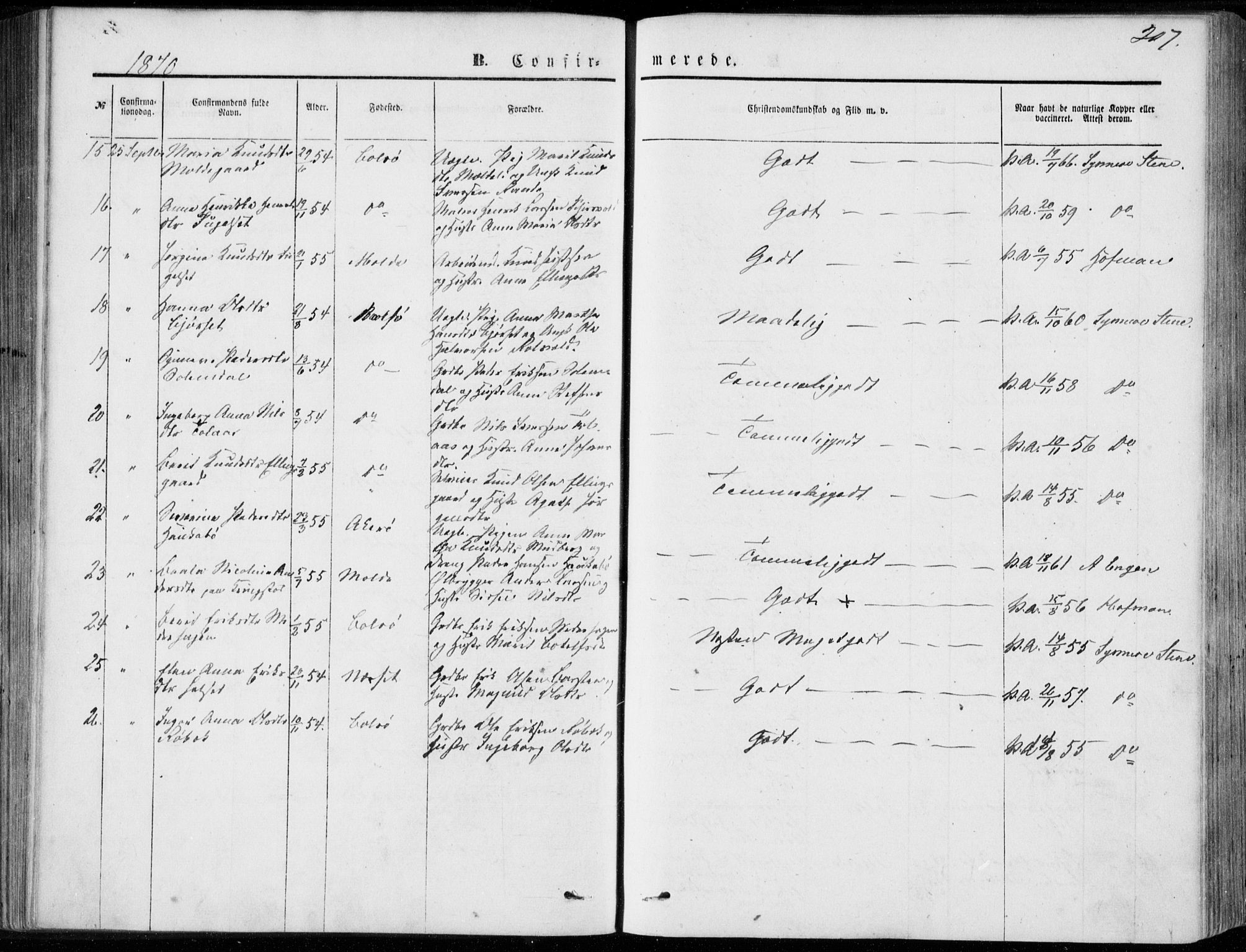 Ministerialprotokoller, klokkerbøker og fødselsregistre - Møre og Romsdal, AV/SAT-A-1454/555/L0655: Parish register (official) no. 555A05, 1869-1886, p. 207