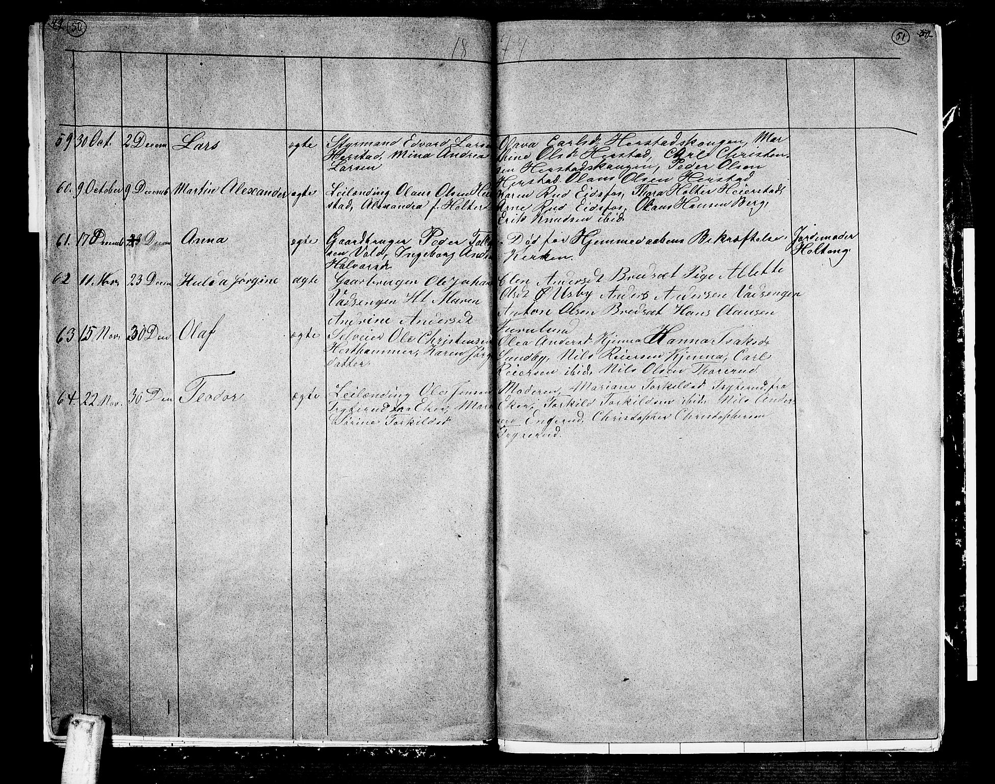 Hof kirkebøker, AV/SAKO-A-64/G/Ga/L0003: Parish register (copy) no. I 3, 1874-1877, p. 50-51