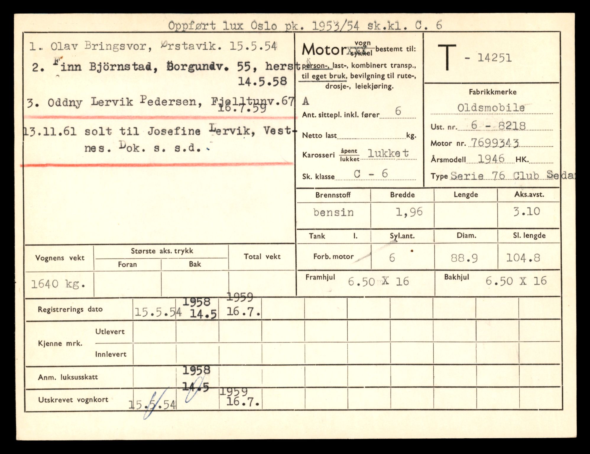 Møre og Romsdal vegkontor - Ålesund trafikkstasjon, AV/SAT-A-4099/F/Fe/L0044: Registreringskort for kjøretøy T 14205 - T 14319, 1927-1998, p. 1332