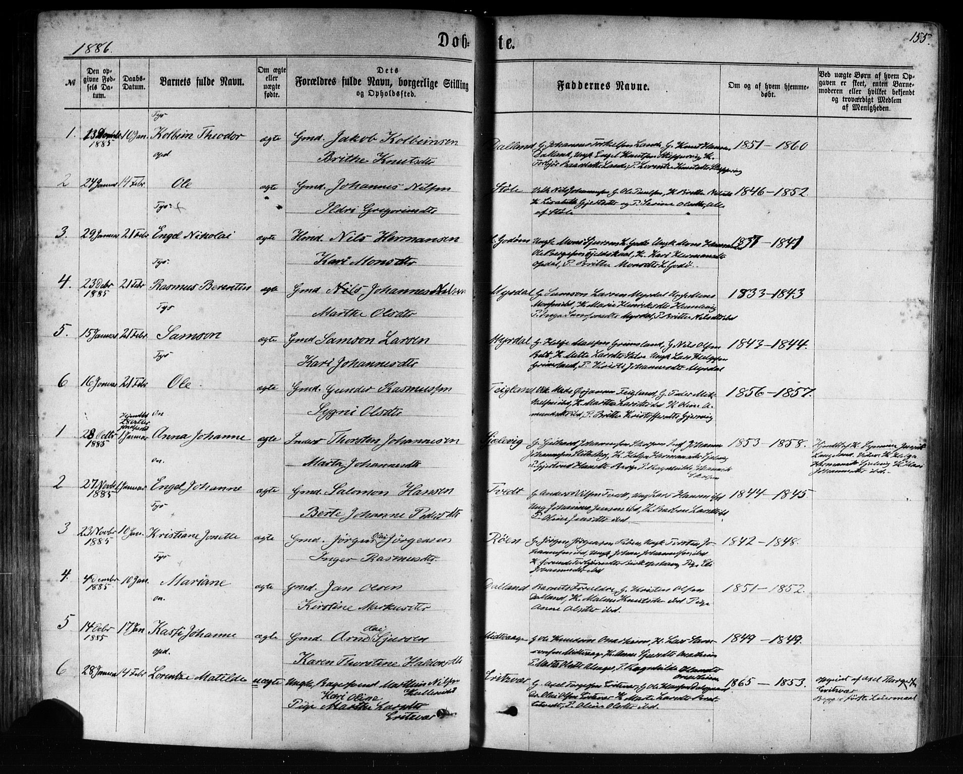 Tysnes sokneprestembete, AV/SAB-A-78601/H/Haa: Parish register (official) no. A 12, 1872-1886, p. 155