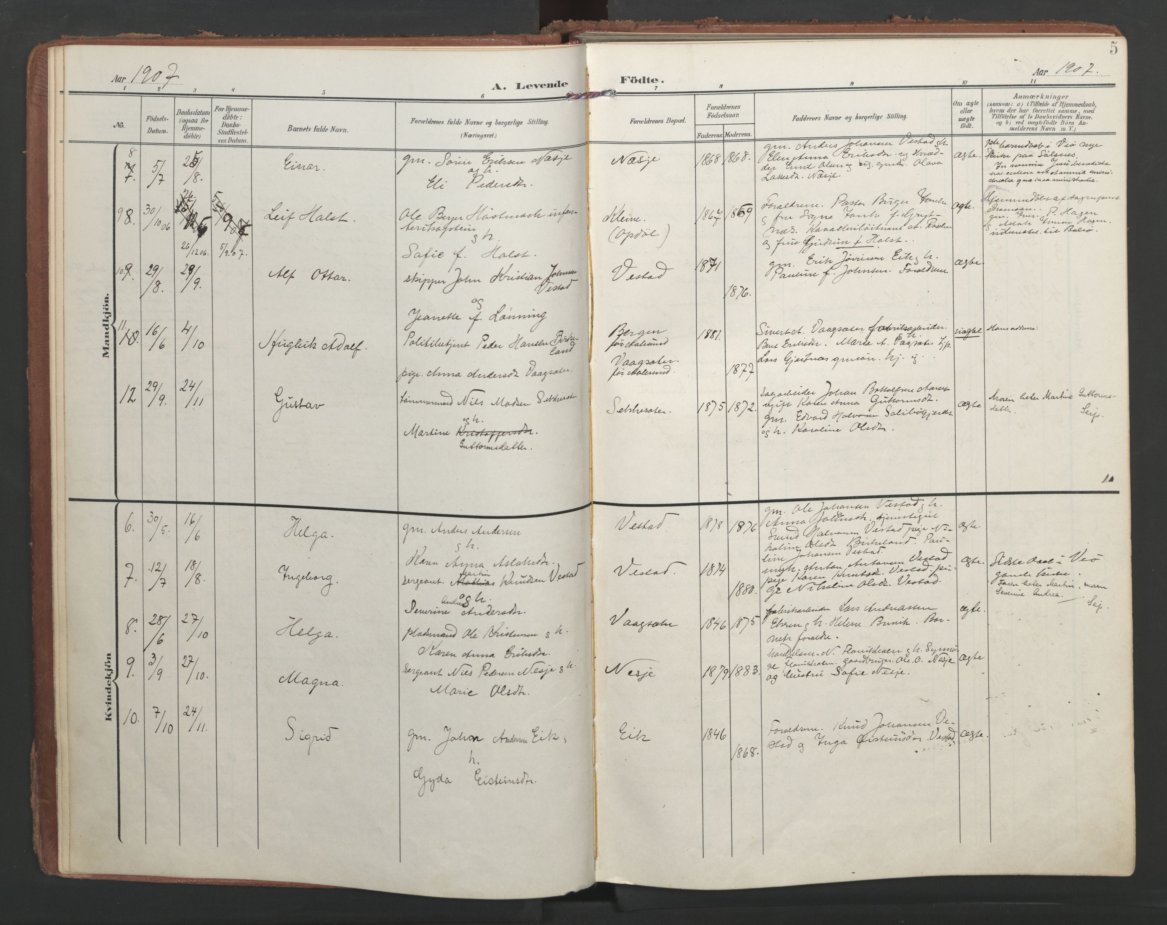 Ministerialprotokoller, klokkerbøker og fødselsregistre - Møre og Romsdal, AV/SAT-A-1454/547/L0605: Parish register (official) no. 547A07, 1907-1936, p. 5