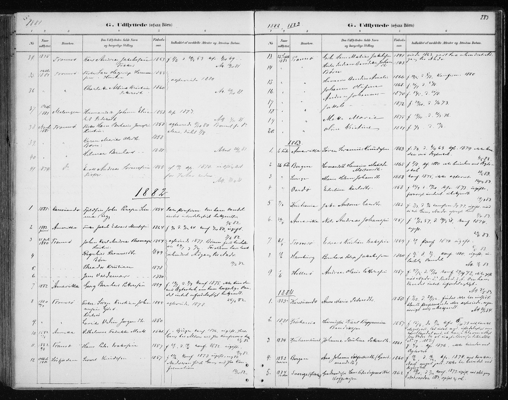 Tromsøysund sokneprestkontor, SATØ/S-1304/G/Ga/L0004kirke: Parish register (official) no. 4, 1880-1888, p. 283