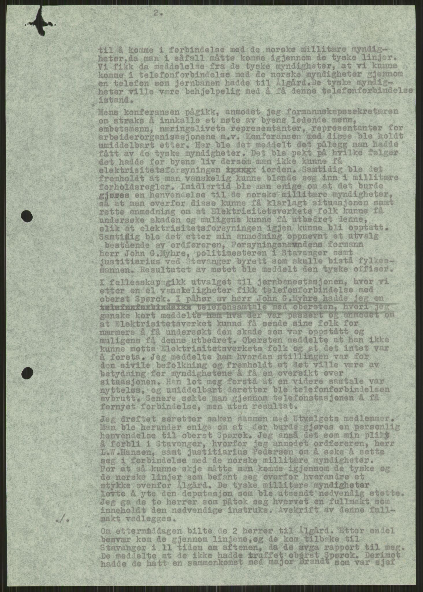 Forsvaret, Forsvarets krigshistoriske avdeling, AV/RA-RAFA-2017/Y/Ya/L0015: II-C-11-31 - Fylkesmenn.  Rapporter om krigsbegivenhetene 1940., 1940, p. 31