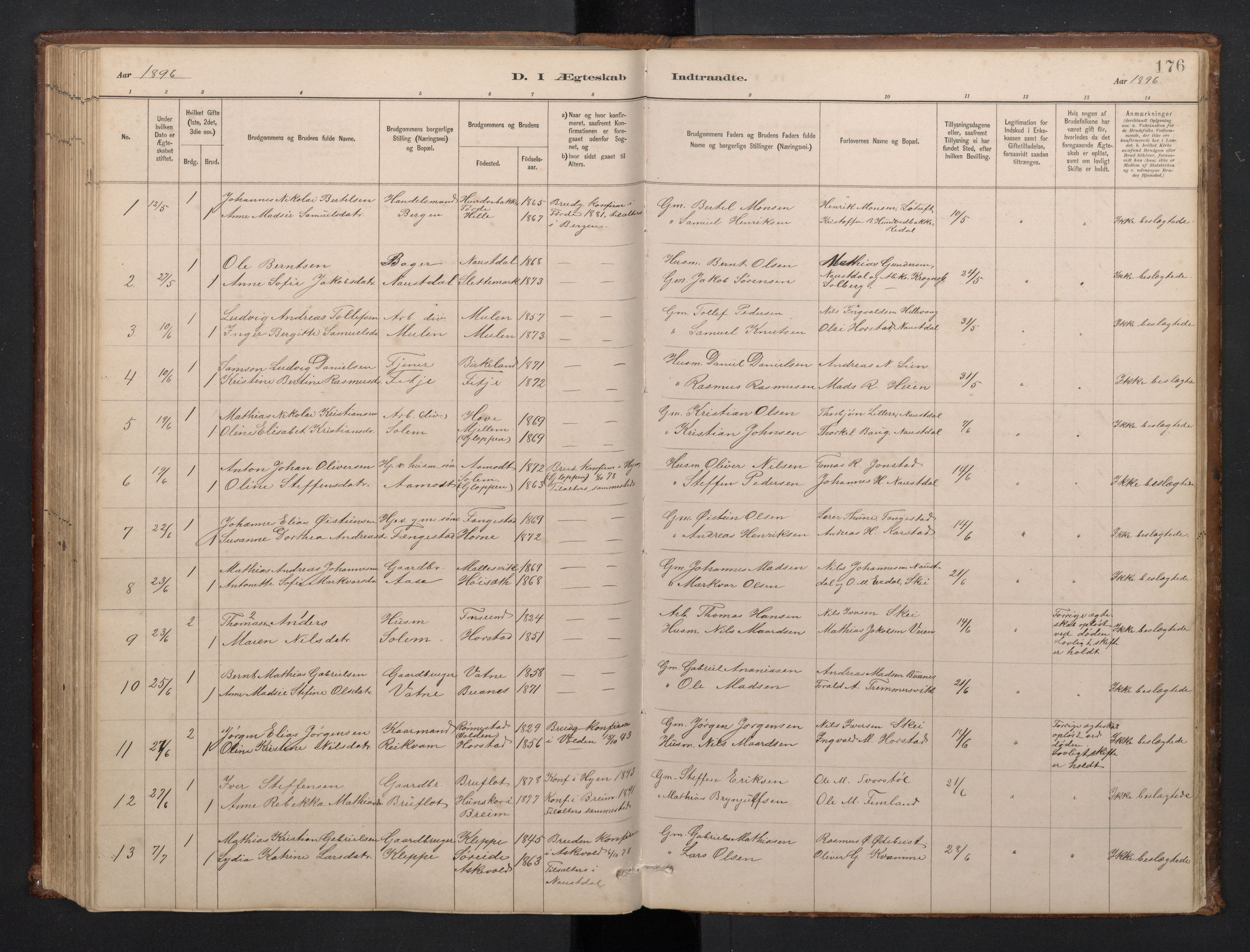 Førde sokneprestembete, SAB/A-79901/H/Hab/Habd/L0003: Parish register (copy) no. D 3, 1881-1897, p. 175b-176a