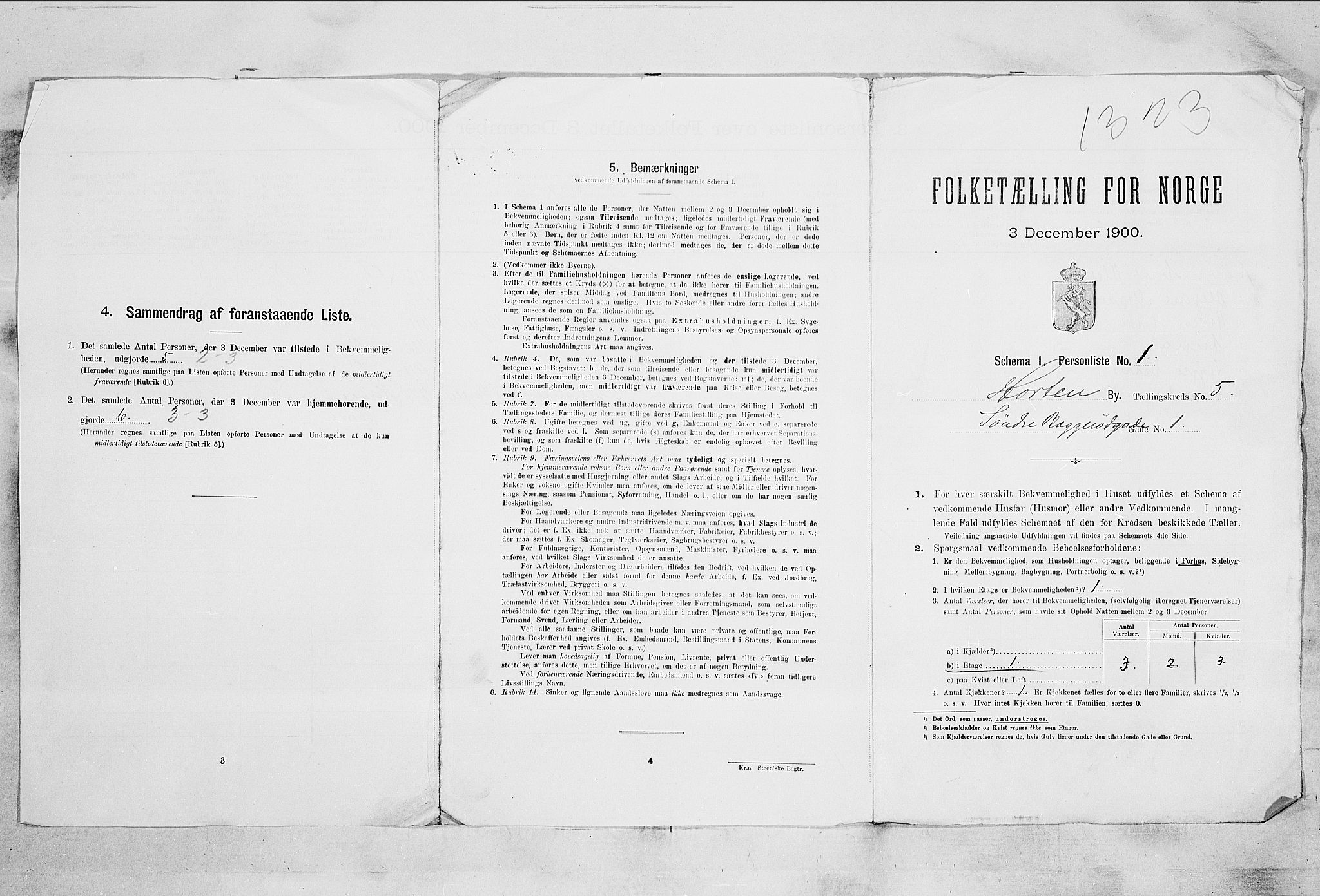 RA, 1900 census for Horten, 1900, p. 3742