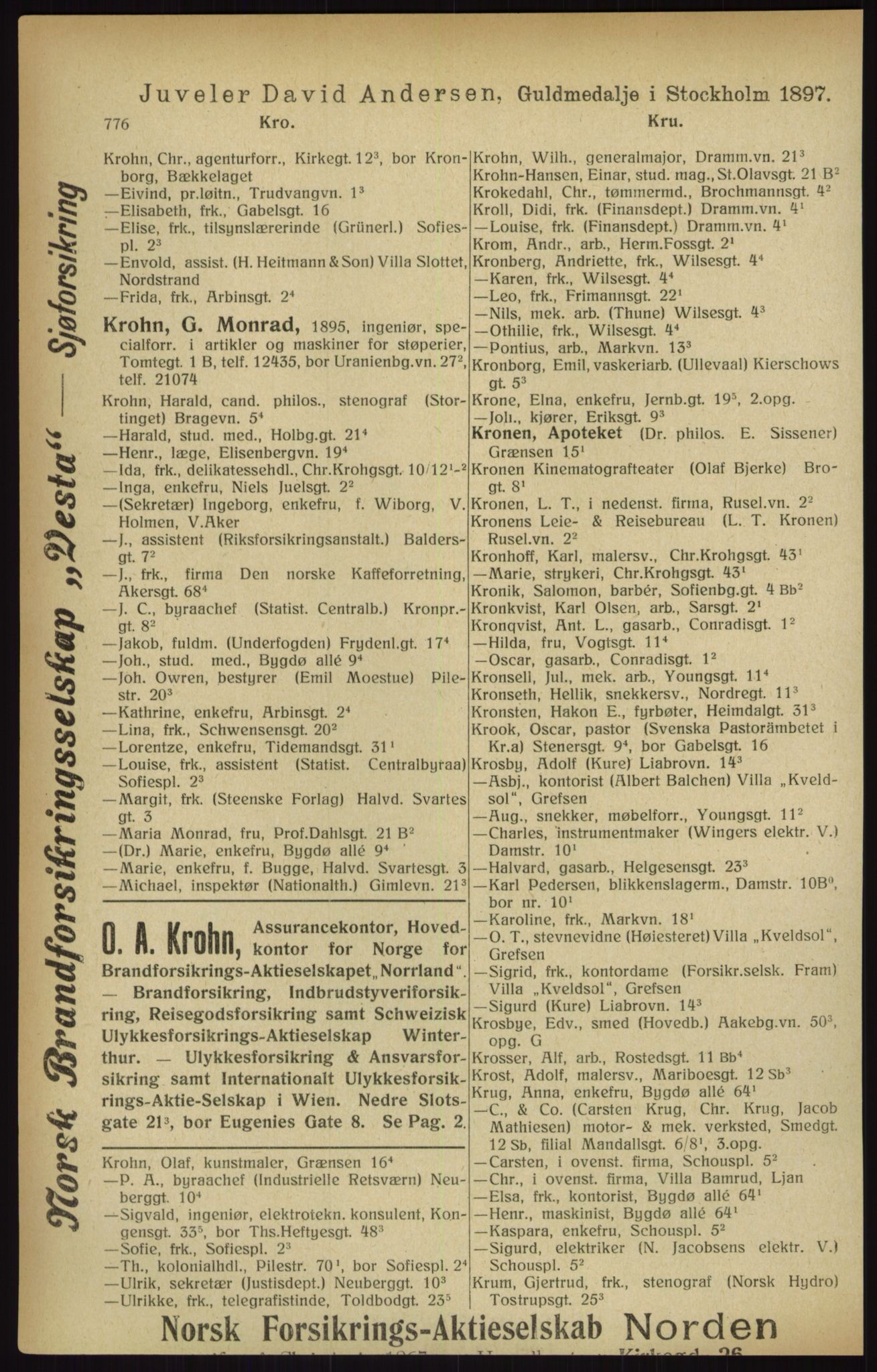 Kristiania/Oslo adressebok, PUBL/-, 1916, p. 776